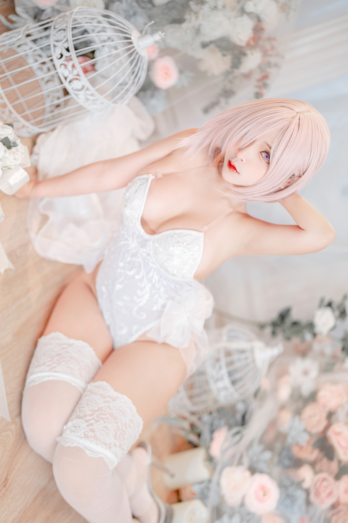 Cosplay SayoMomo小桃 瑪修 白色內衣 身體 Oi