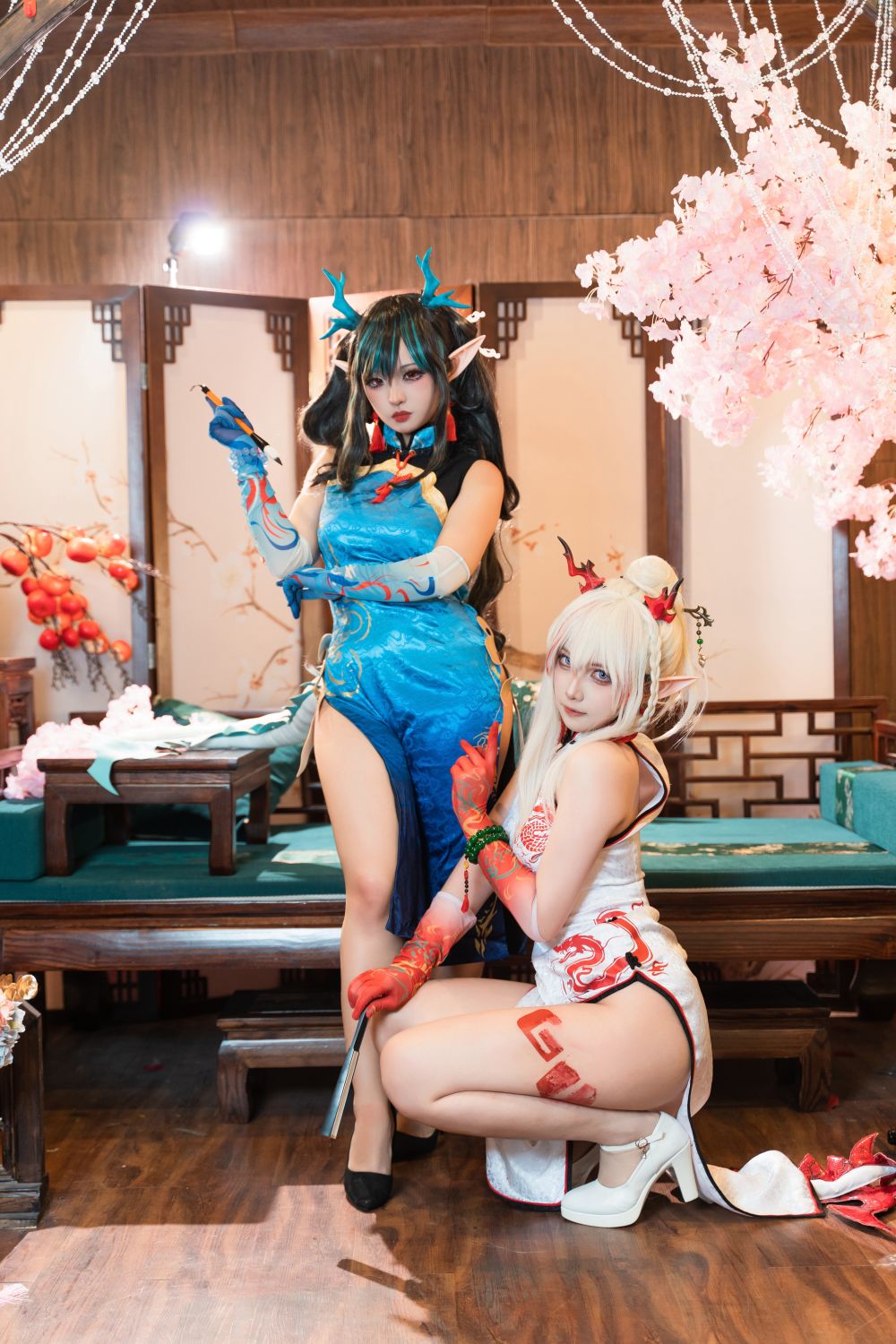 橙風千雅＆小和甜酒 年夕旗袍二人御守 [189P-788MB