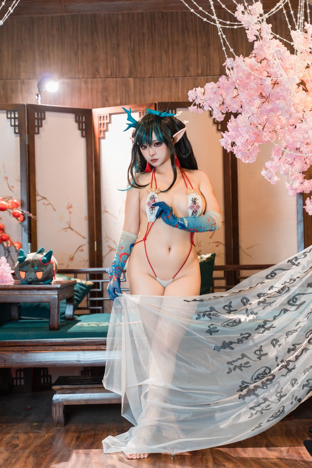 橙風千雅＆小和甜酒 年夕旗袍二人御守 [189P-788MB