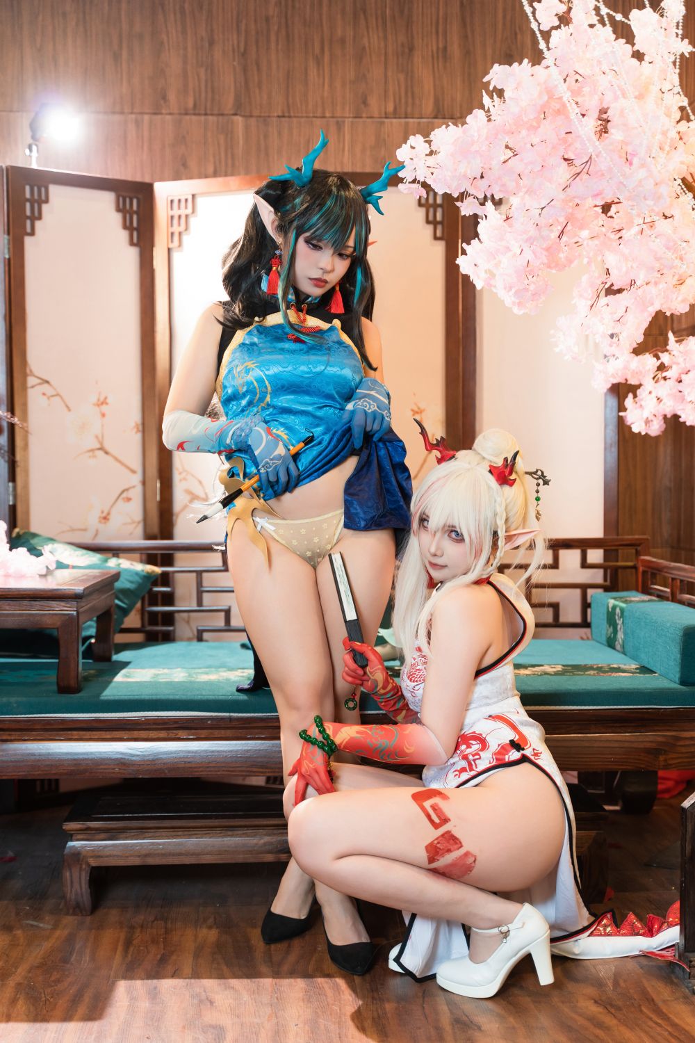 橙風千雅＆小和甜酒 年夕旗袍二人御守 [189P-788MB