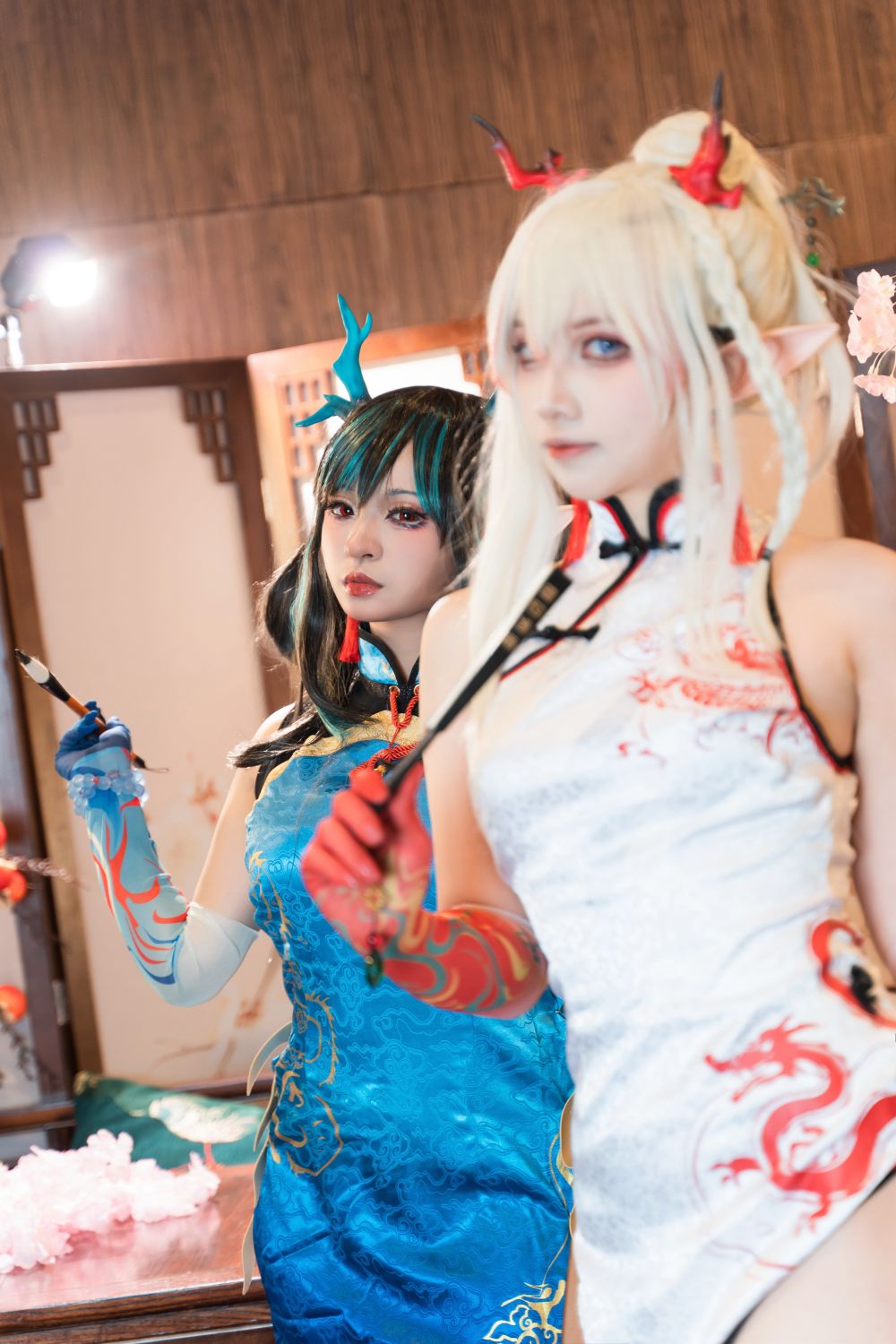 橙風千雅＆小和甜酒 年夕旗袍二人御守 [189P-788MB