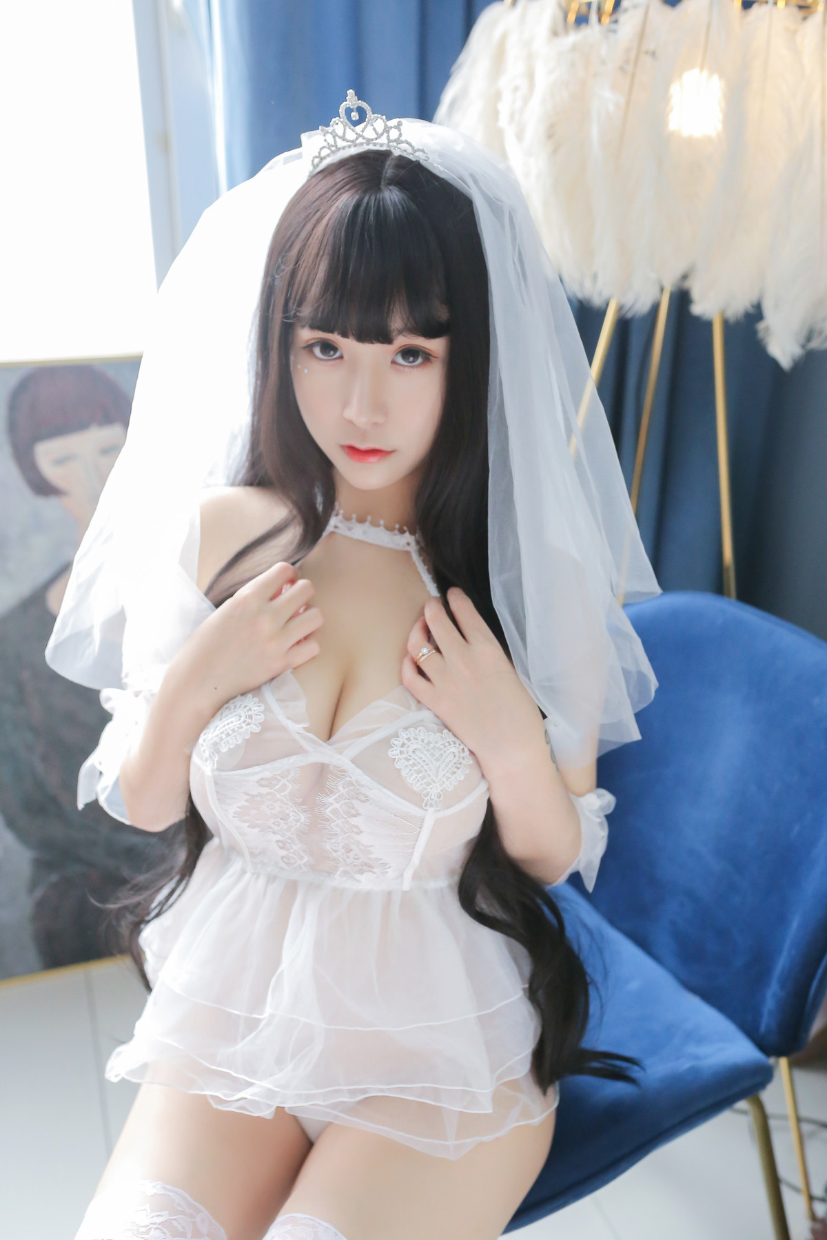 Cosplay Mao Jiu Jiang Sakura Tóc Dài Áo Cưới