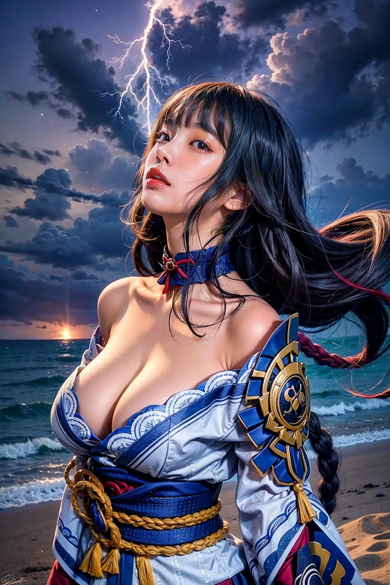 AI生成〜AI OFUG - 彼女の雷電将軍コスプレ