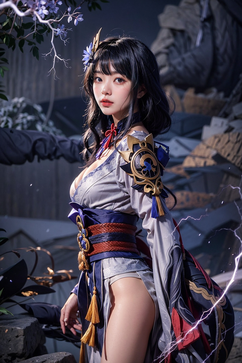 AI生成〜AI OFUG - 彼女の雷電将軍コスプレ