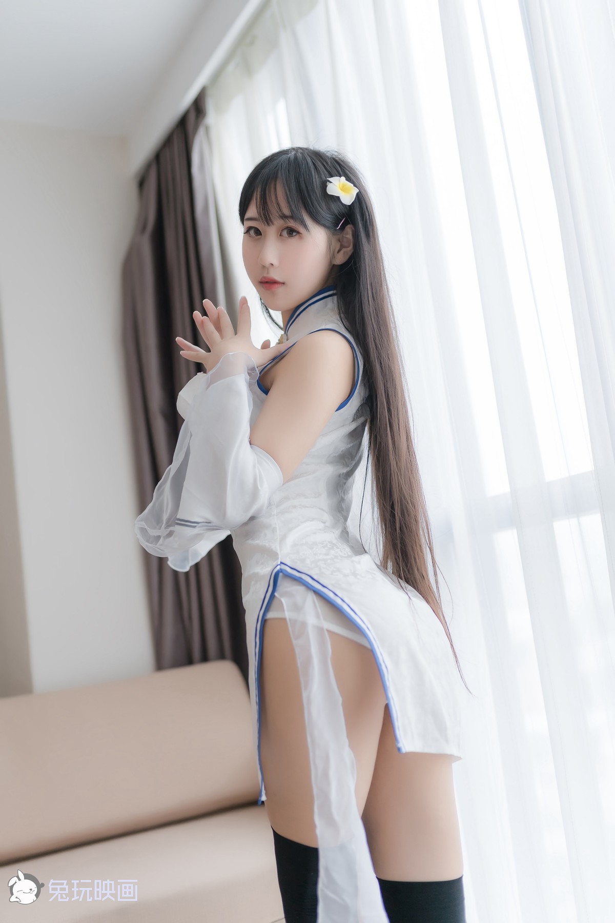 Cosplay 兔玩映画 白色旗袍