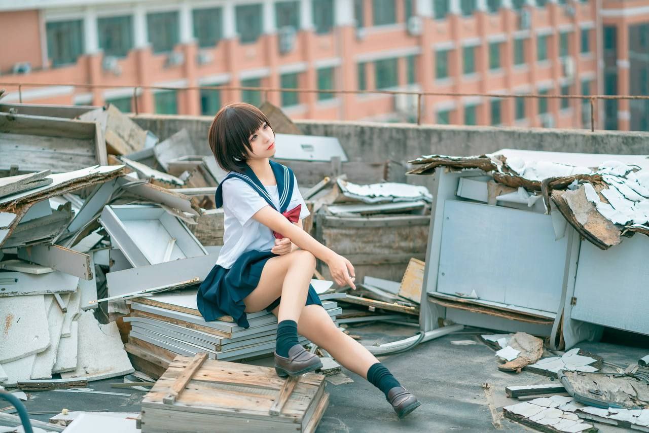 蠢沫沫 - 天台JK制服