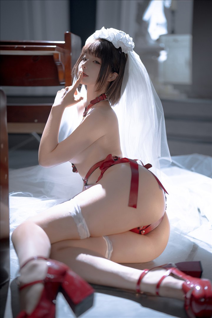 Chun Momo『ウェディングドレス』212P 白ストッキング写真セット
