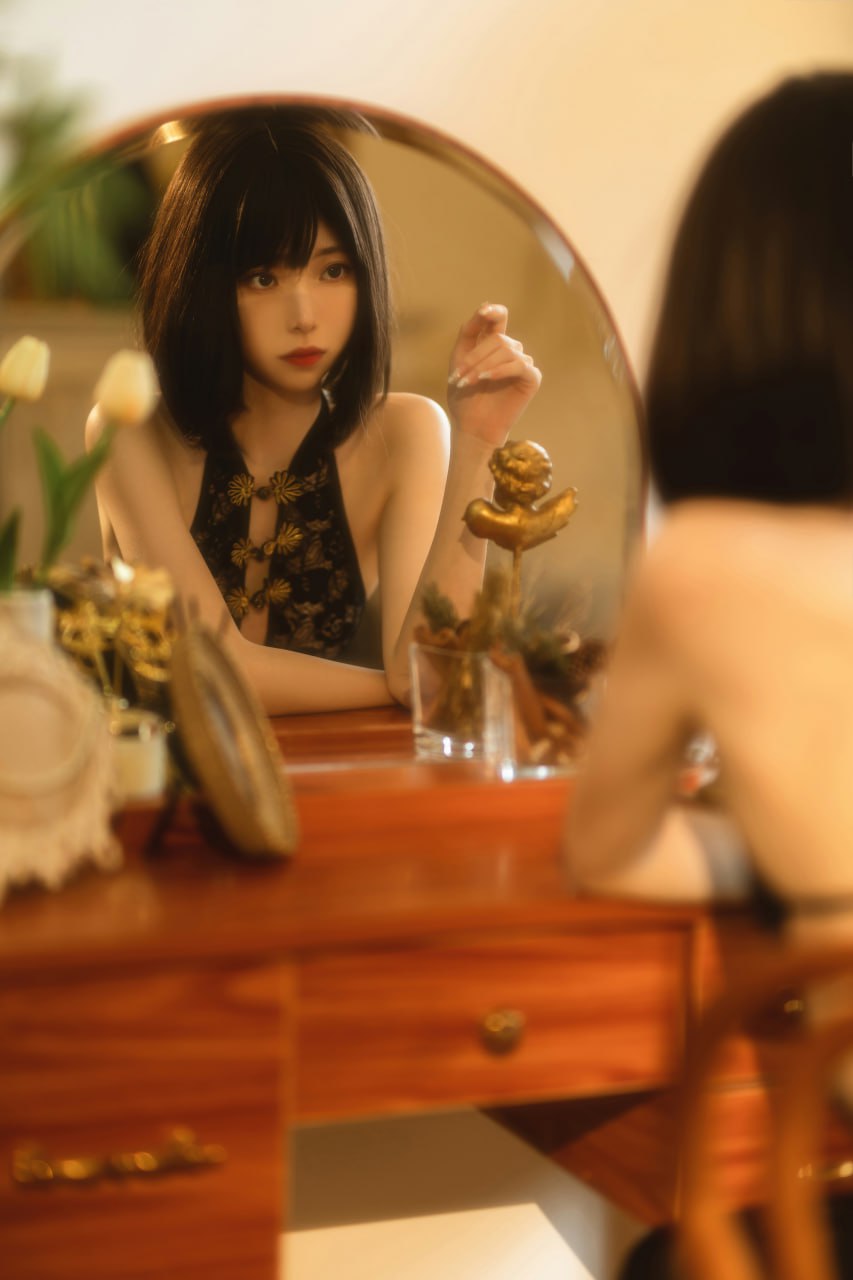 許嵐LAN - 黒いガーゼの旗袍
