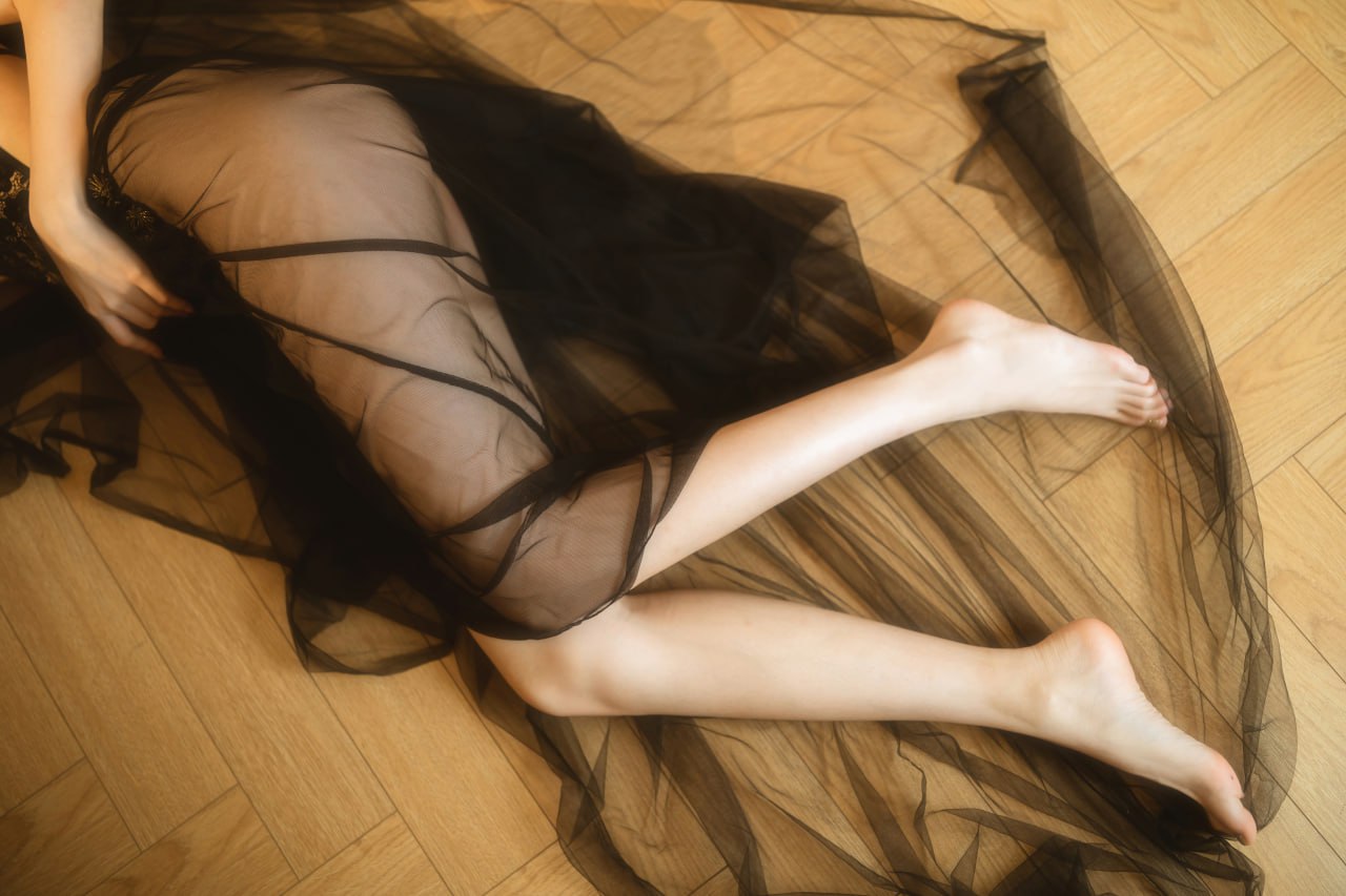 許嵐LAN - 黒いガーゼの旗袍