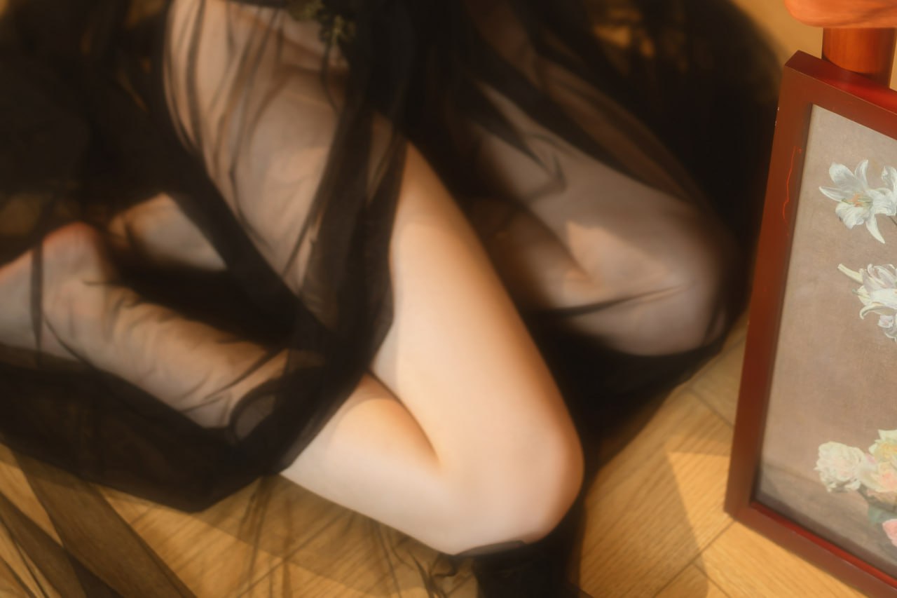 許嵐LAN - 黒いガーゼの旗袍