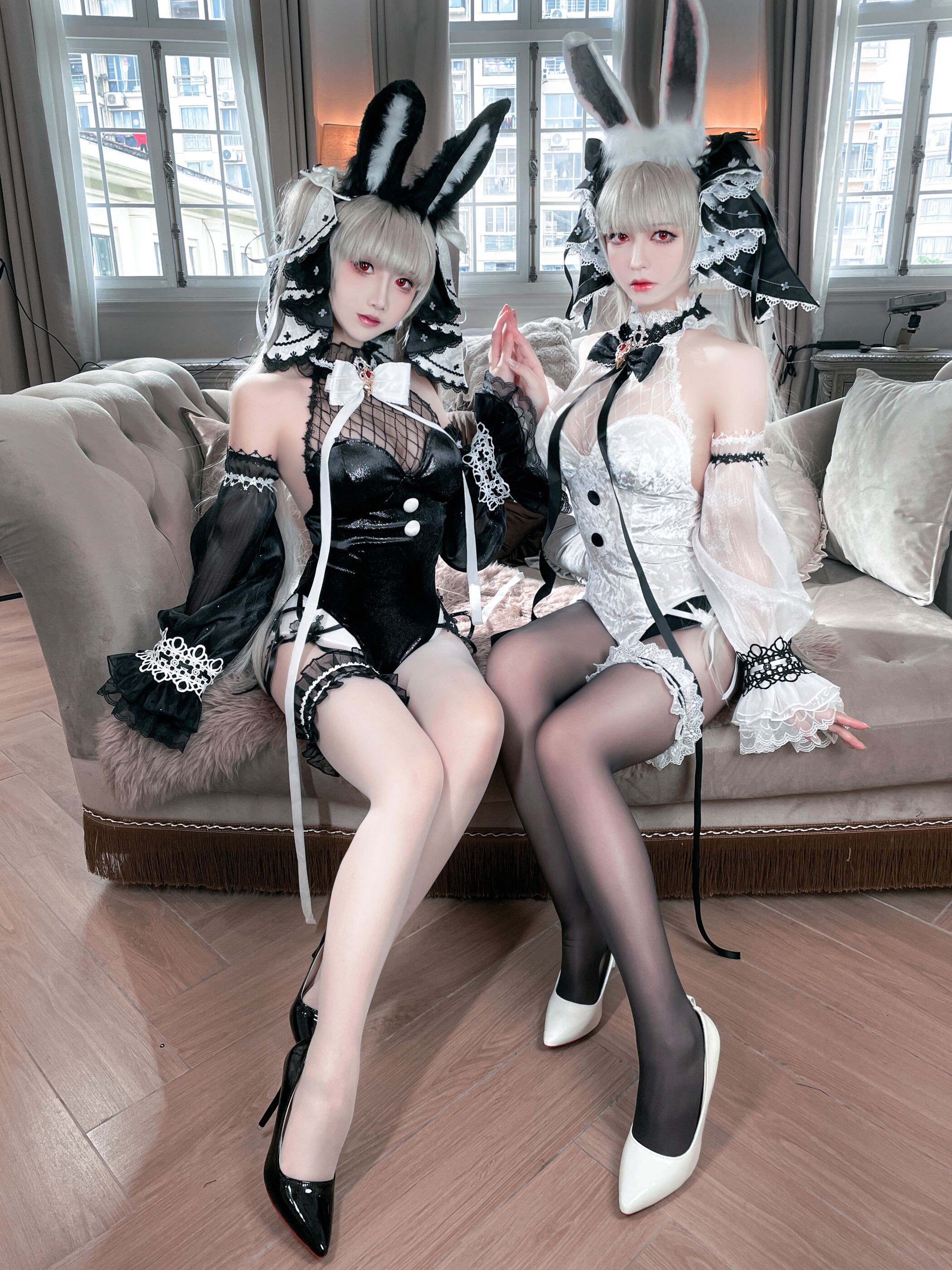 面饼仙儿与半半子 可畏兔兔 Cosplay 57P1V