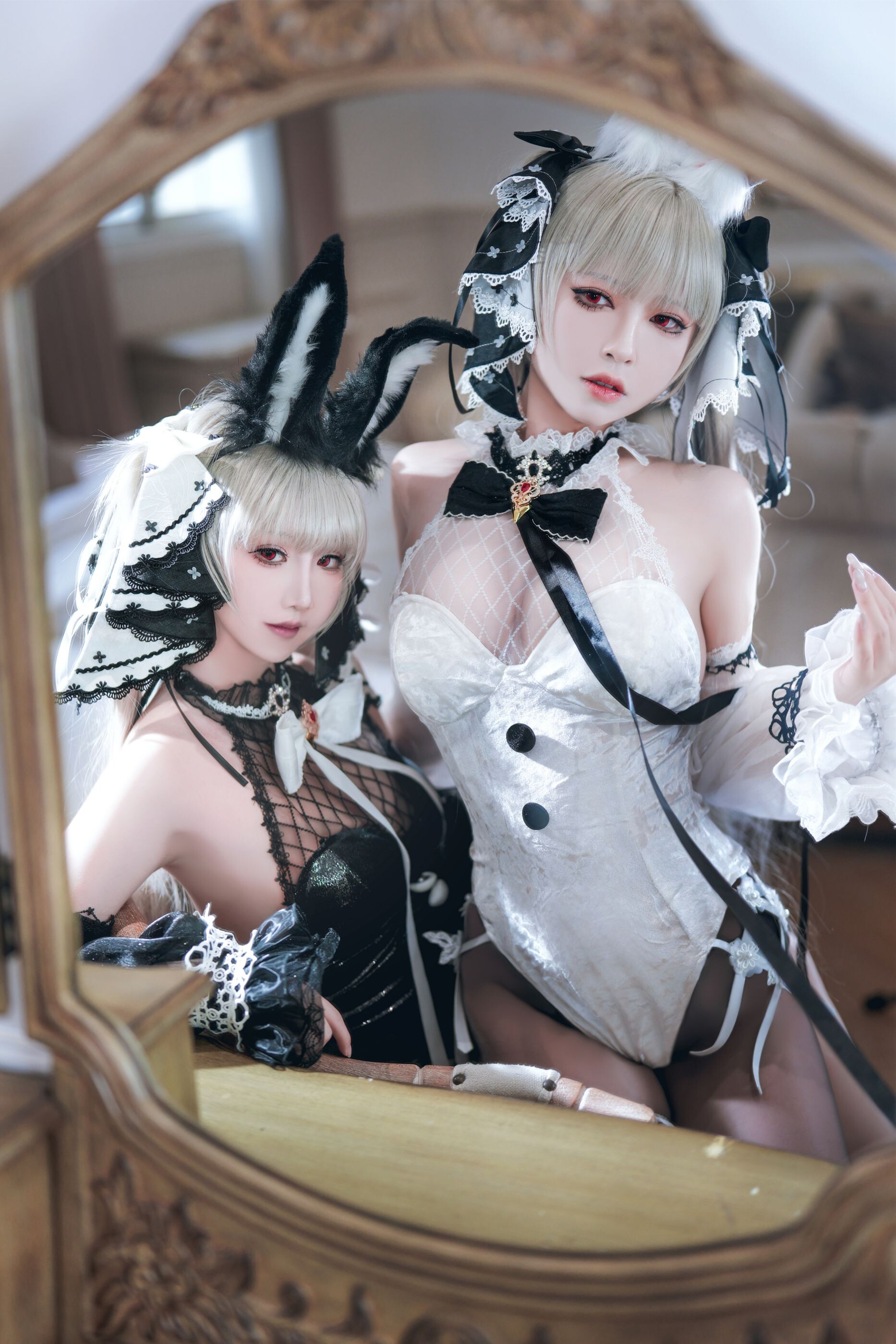 面饼仙儿与半半子 可畏兔兔 Cosplay 57P1V