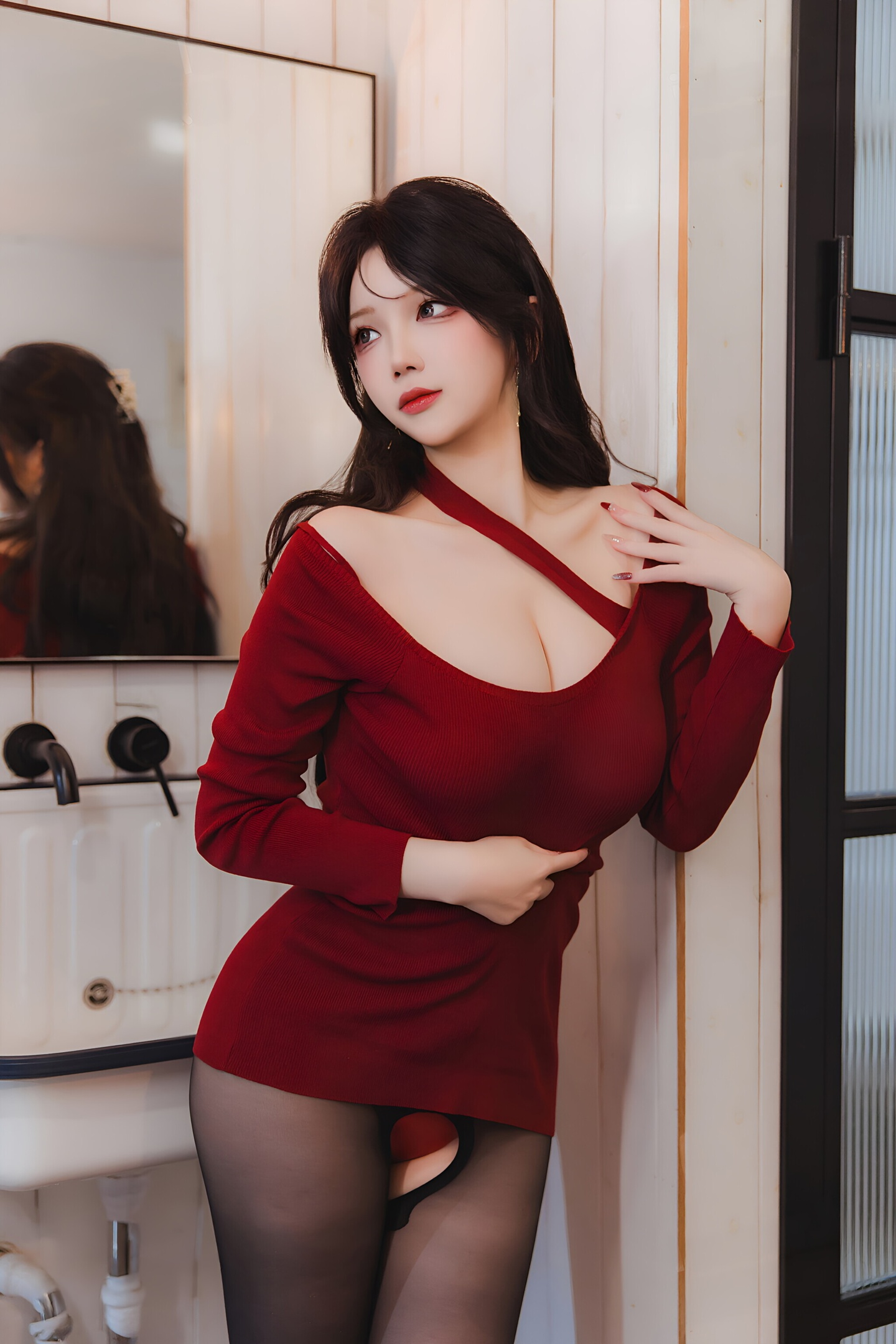 눈이 맑은 Astra - 빨간 치마 검은 스타킹 작은 아내 69P1V