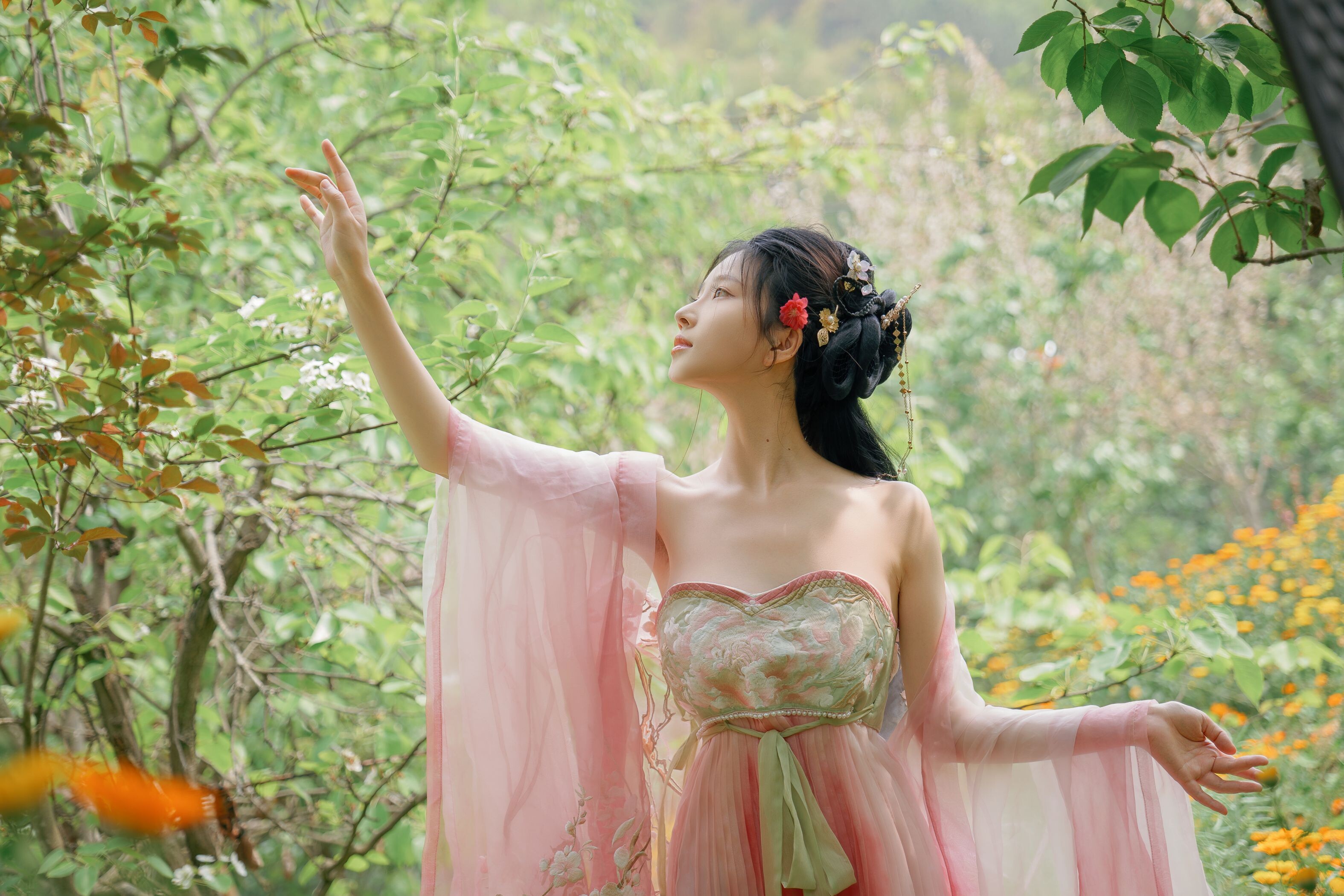ชุดภาพ Niannian Nnian Haitang Fairy ชุดโบราณกลางแจ้ง