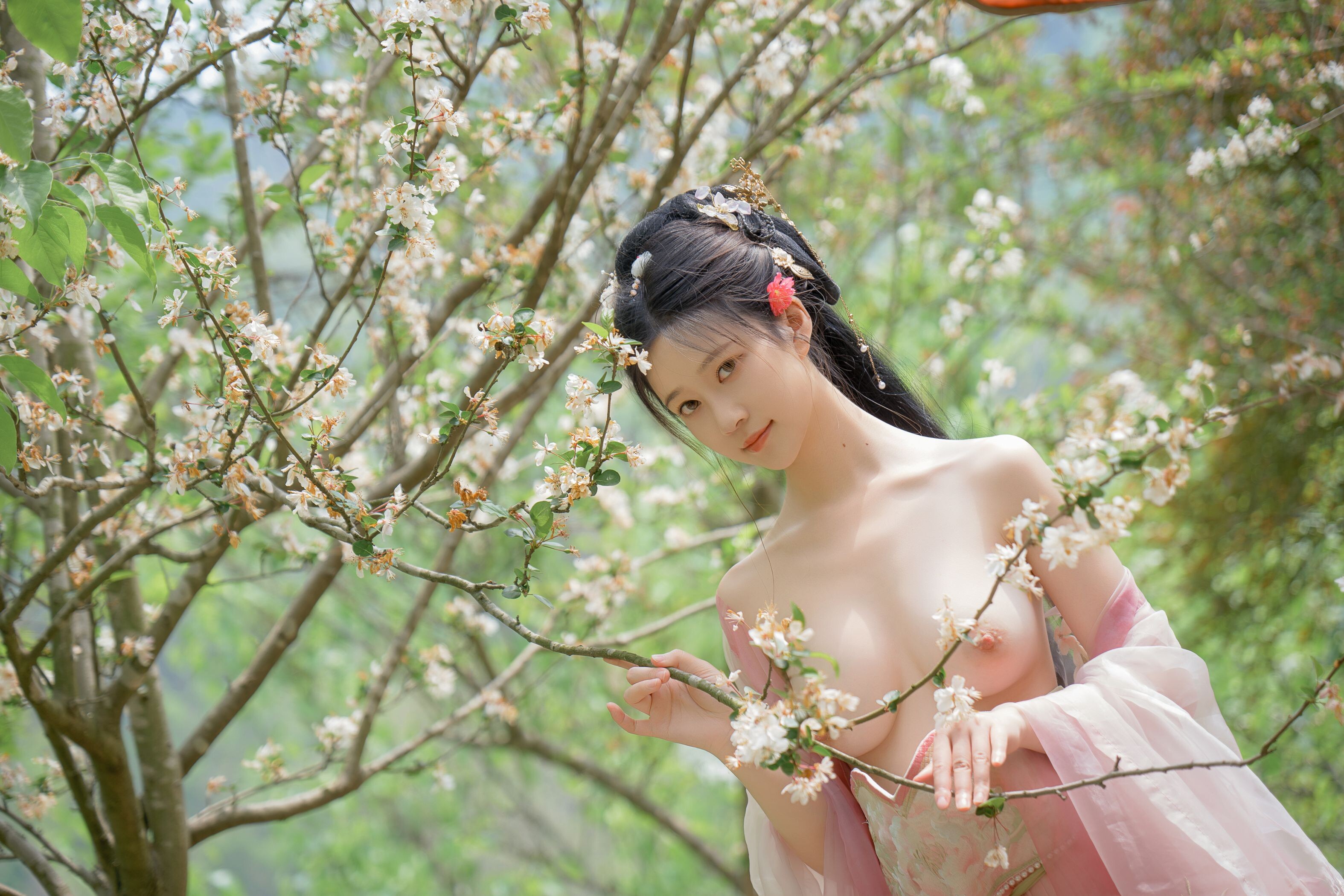 ชุดภาพ Niannian Nnian Haitang Fairy ชุดโบราณกลางแจ้ง