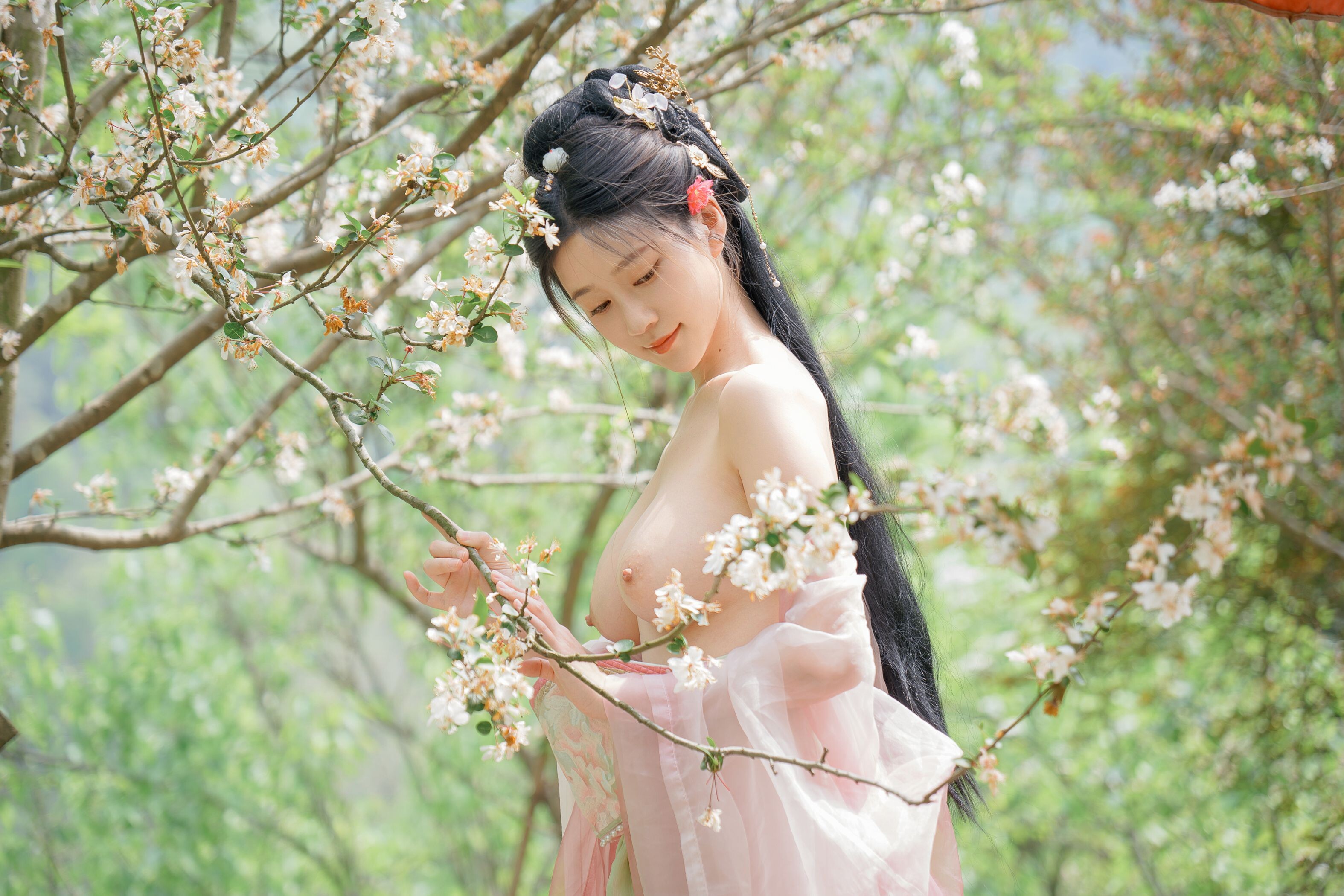 ชุดภาพ Niannian Nnian Haitang Fairy ชุดโบราณกลางแจ้ง
