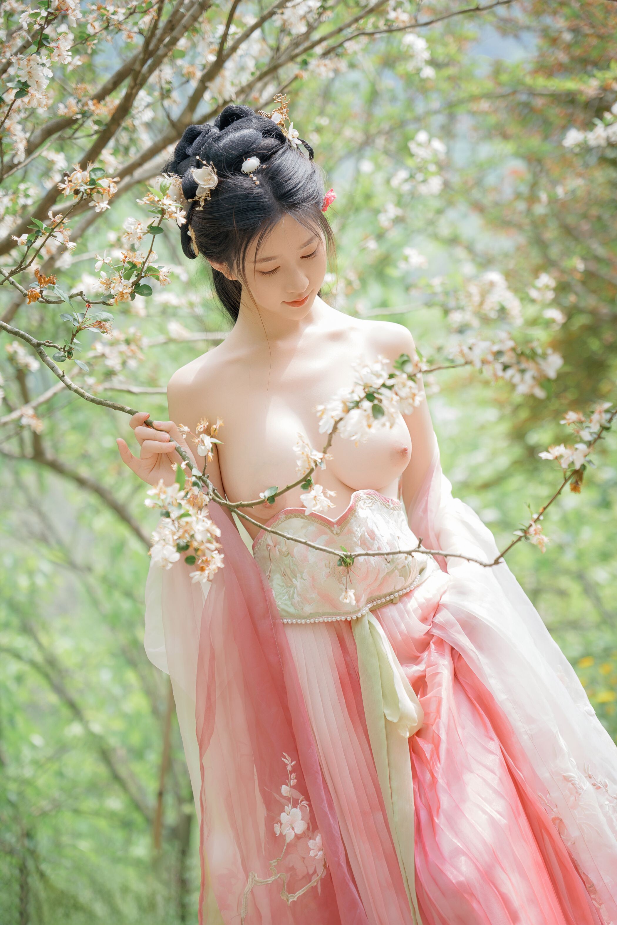 ชุดภาพ Niannian Nnian Haitang Fairy ชุดโบราณกลางแจ้ง