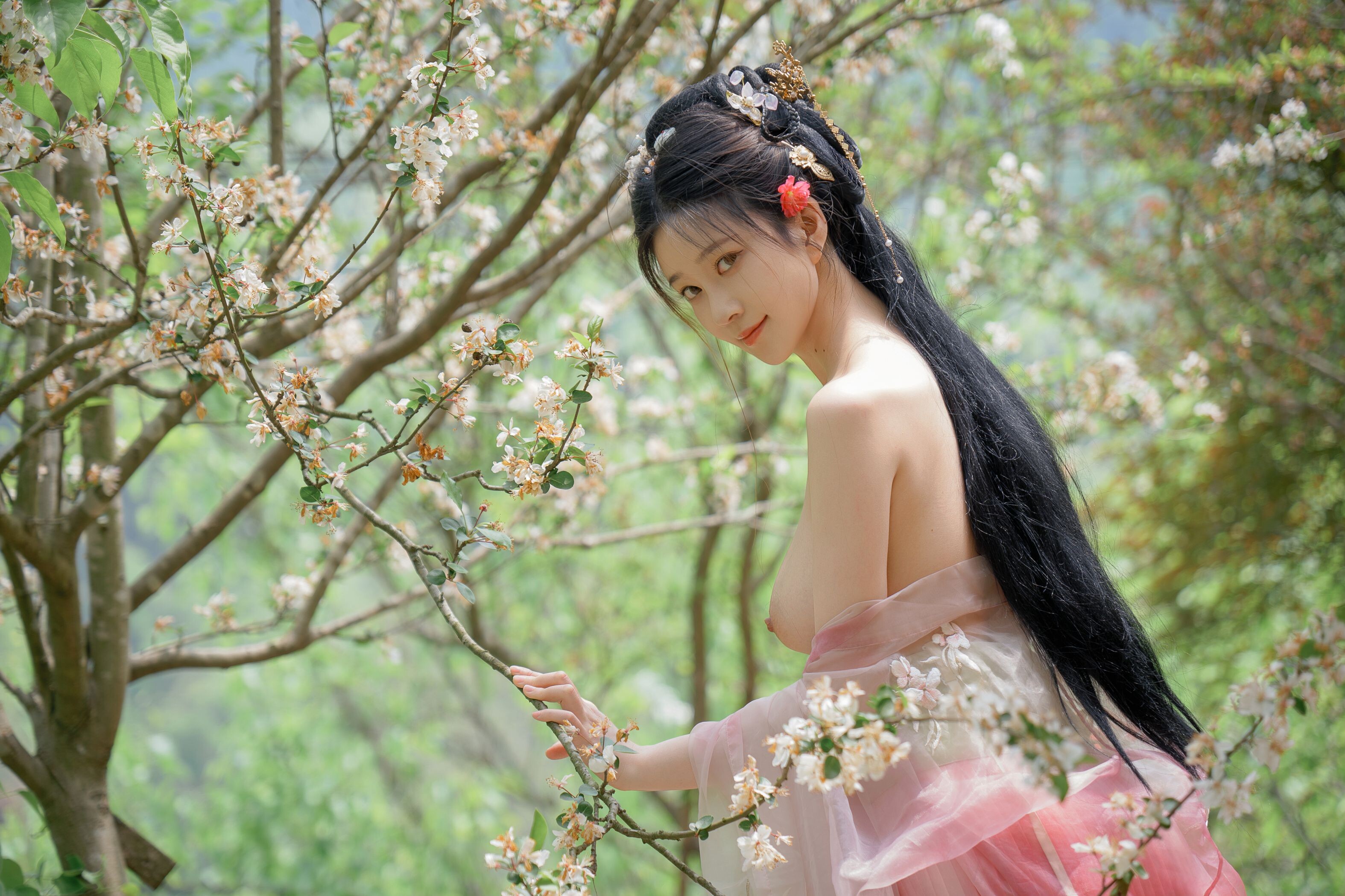ชุดภาพ Niannian Nnian Haitang Fairy ชุดโบราณกลางแจ้ง