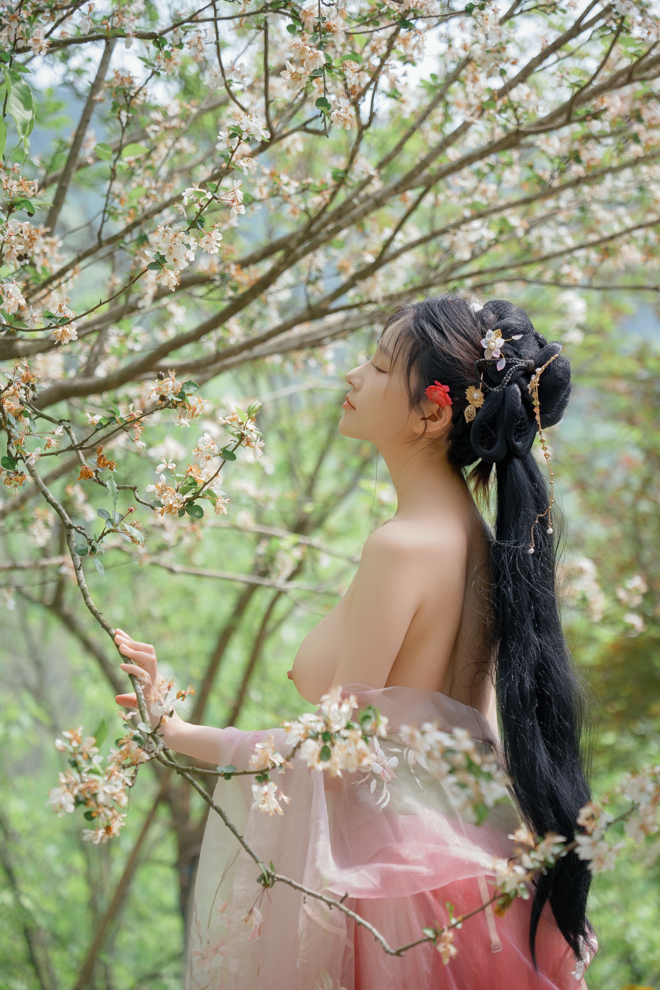 ชุดภาพ Niannian Nnian Haitang Fairy ชุดโบราณกลางแจ้ง
