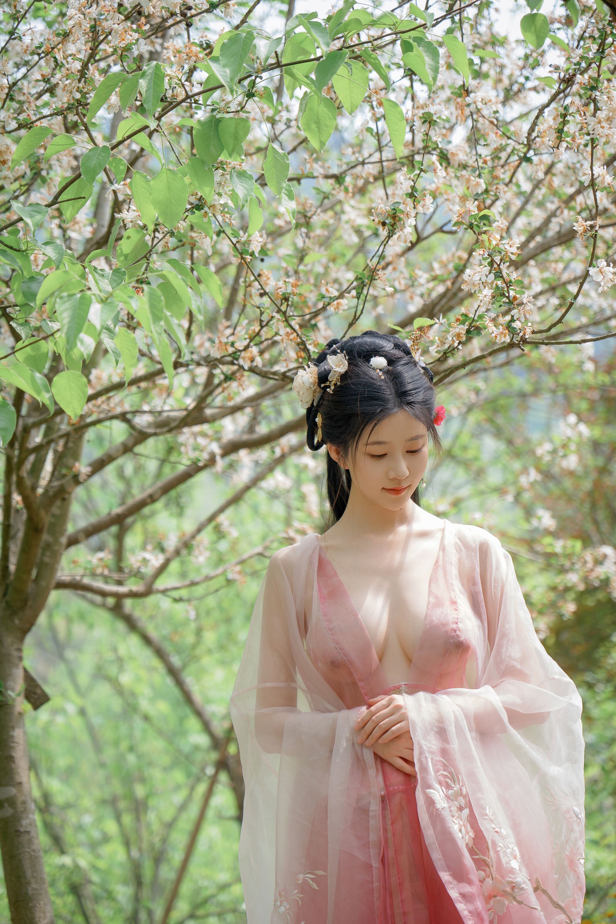ชุดภาพ Niannian Nnian Haitang Fairy ชุดโบราณกลางแจ้ง