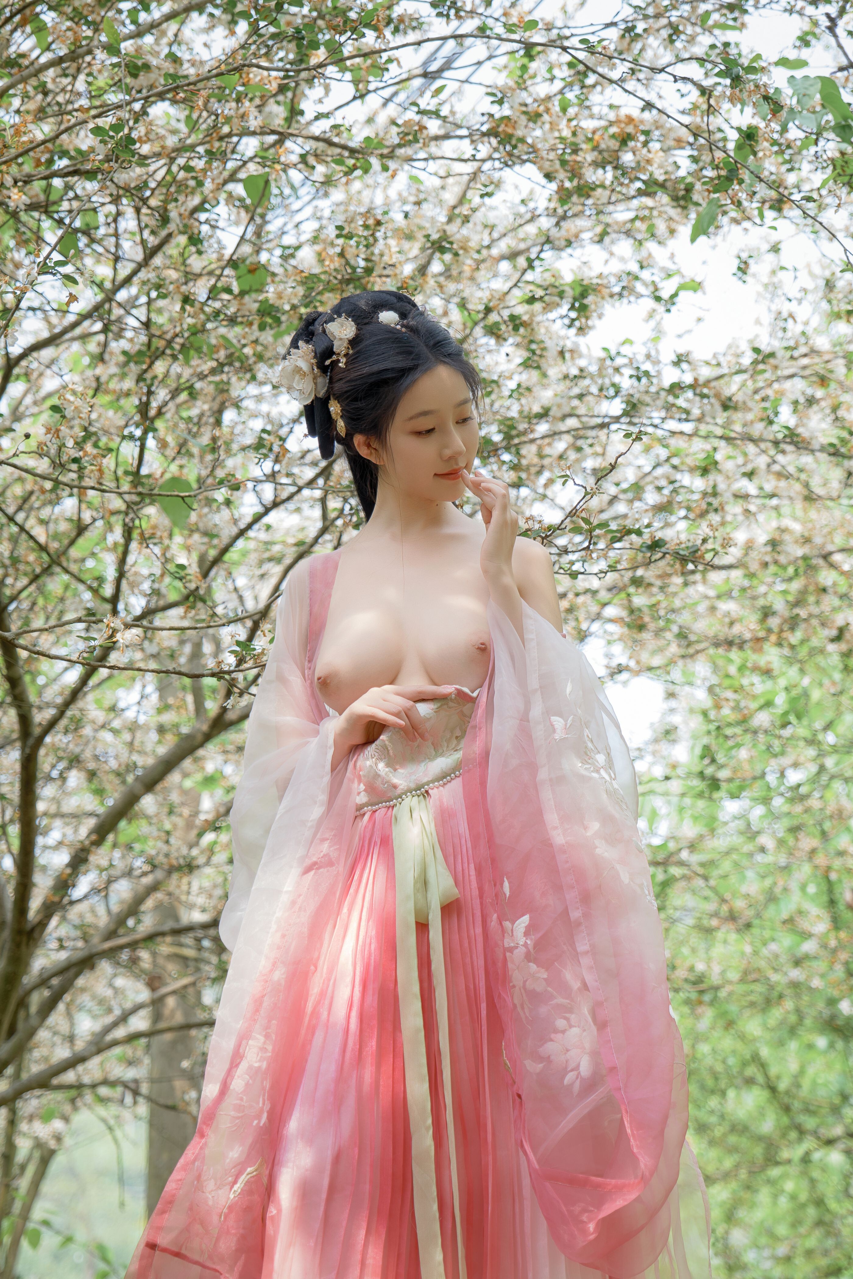 ชุดภาพ Niannian Nnian Haitang Fairy ชุดโบราณกลางแจ้ง