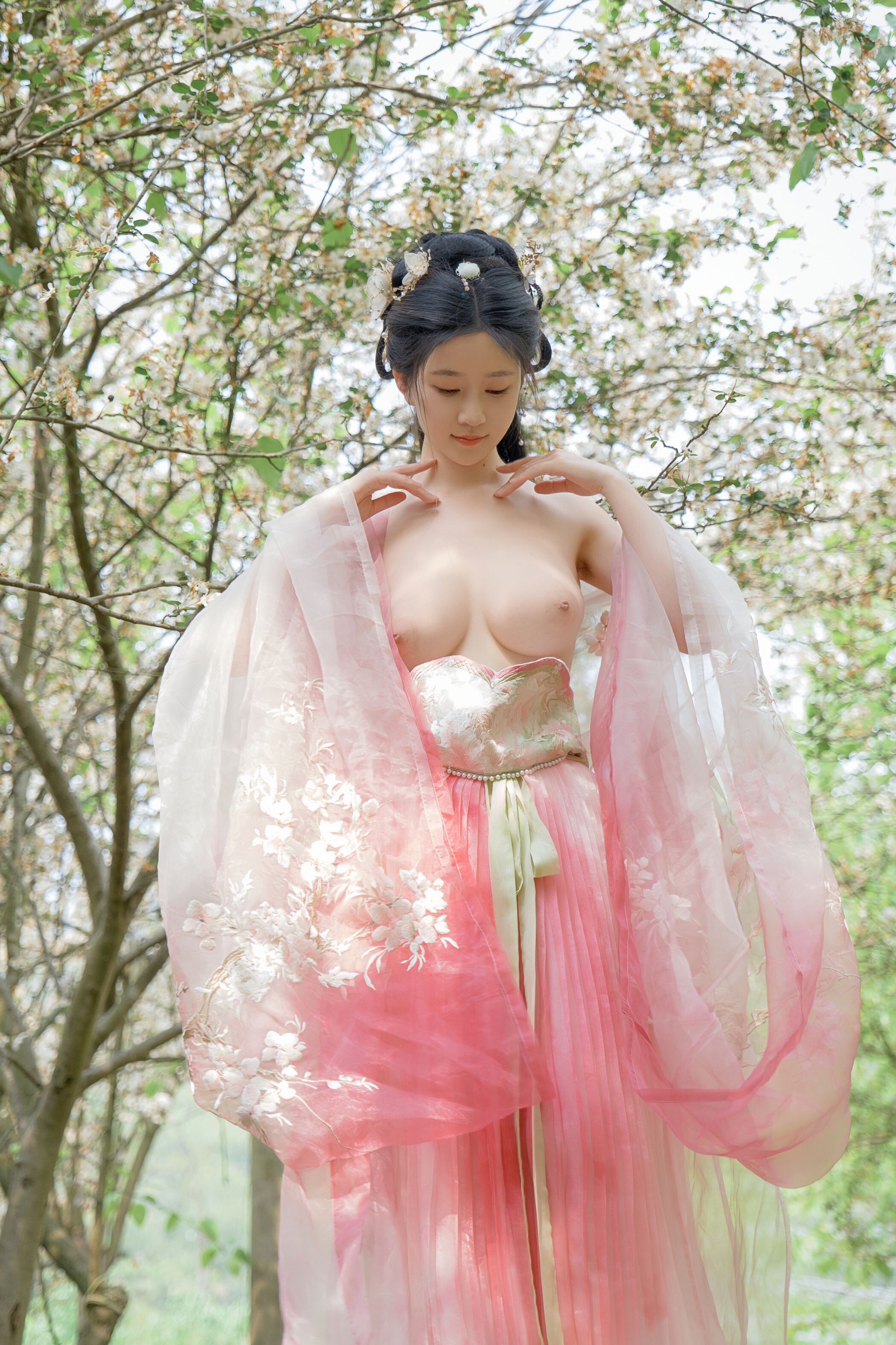 ชุดภาพ Niannian Nnian Haitang Fairy ชุดโบราณกลางแจ้ง