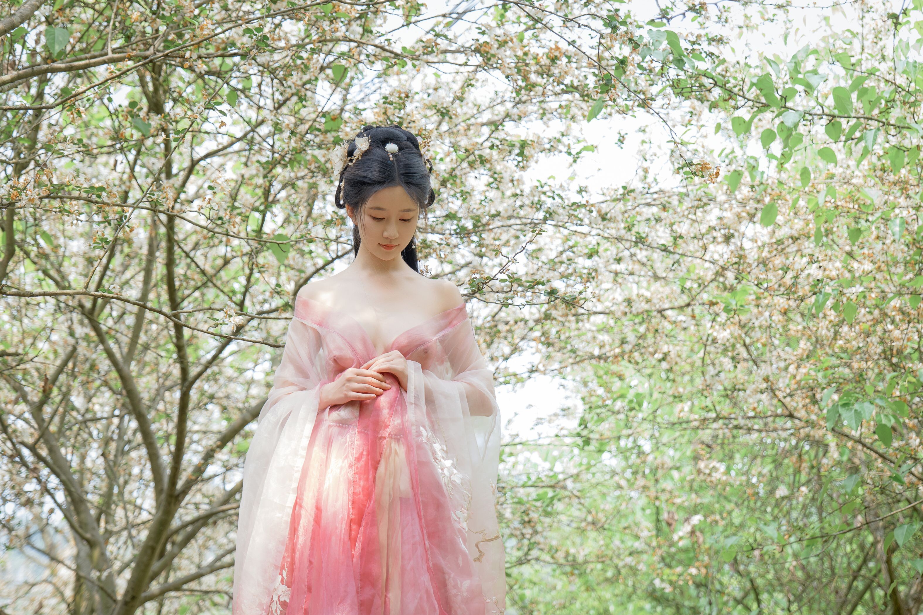 ชุดภาพ Niannian Nnian Haitang Fairy ชุดโบราณกลางแจ้ง