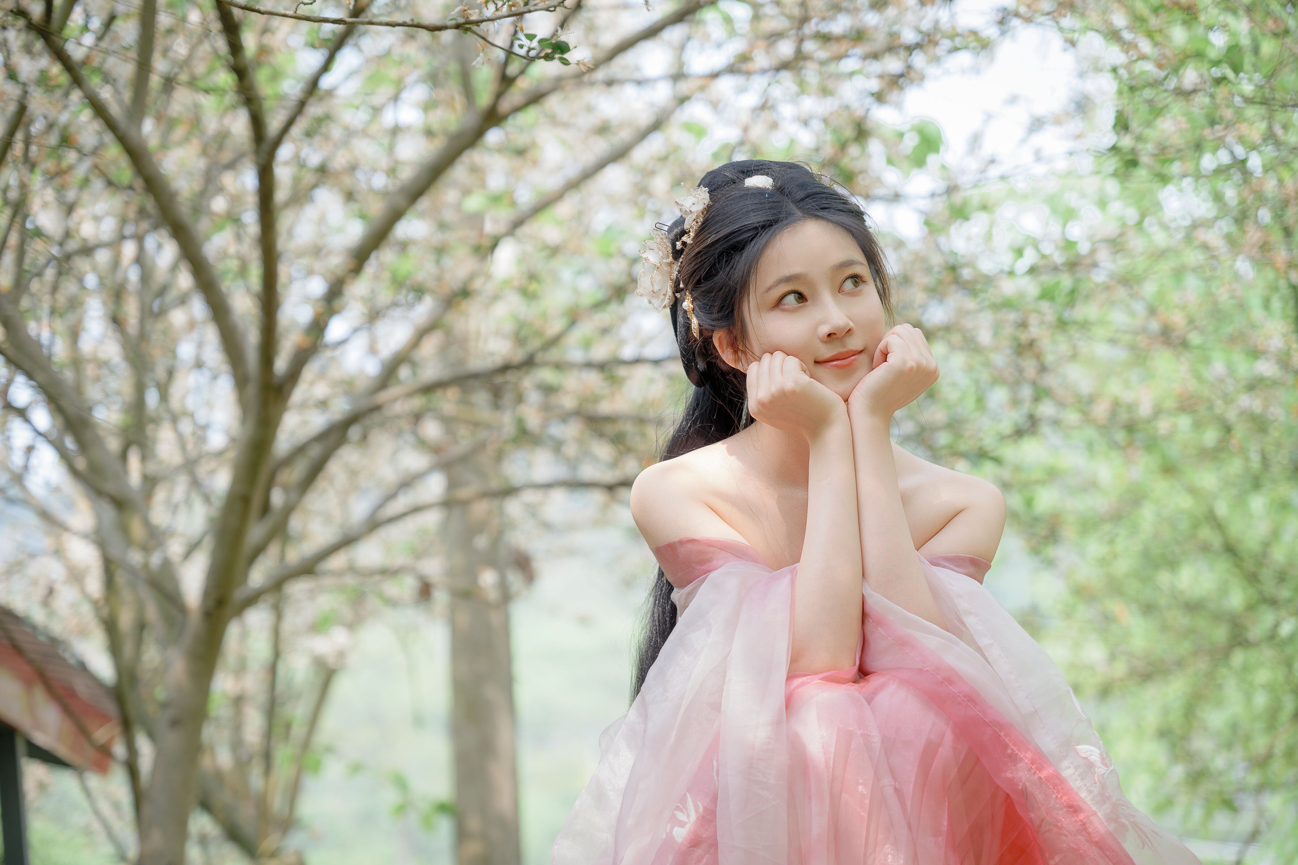 ชุดภาพ Niannian Nnian Haitang Fairy ชุดโบราณกลางแจ้ง