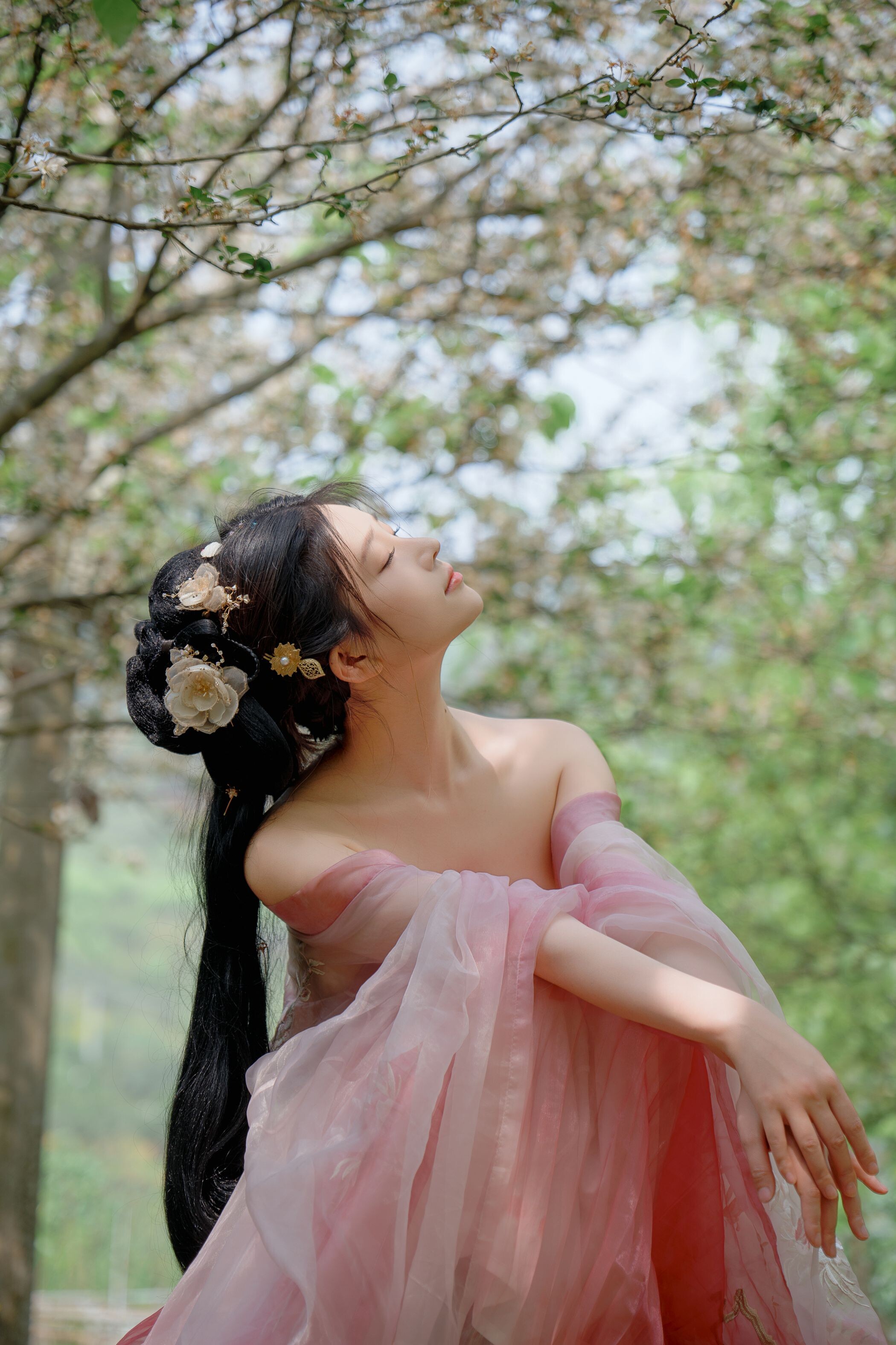 ชุดภาพ Niannian Nnian Haitang Fairy ชุดโบราณกลางแจ้ง