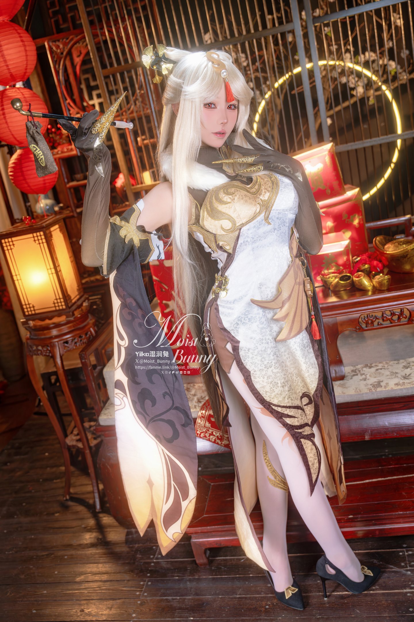 Yaoyikoutuniang Yiko湿润兔 - 金蛇来财 凝光贺岁 Good night kiss Photo Set 90P1V