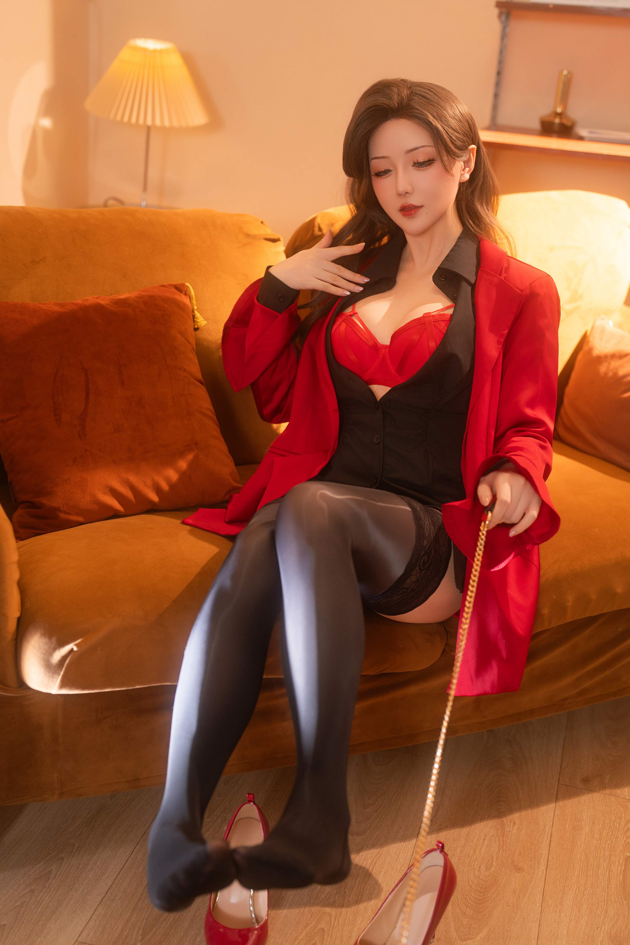 Hoshilily Dog Training Diary Black Stockings Cosplay Set