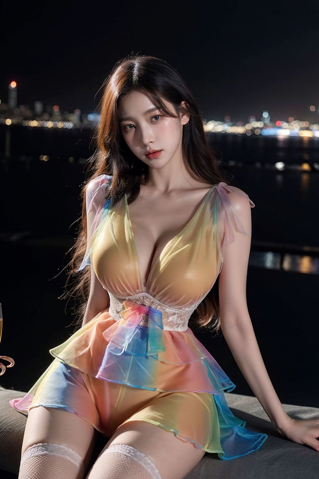 AI สร้างภาพ - ภาพวาดสไตล์เหมือนจริง ชุดสีรุ้ง (74 ภาพ)