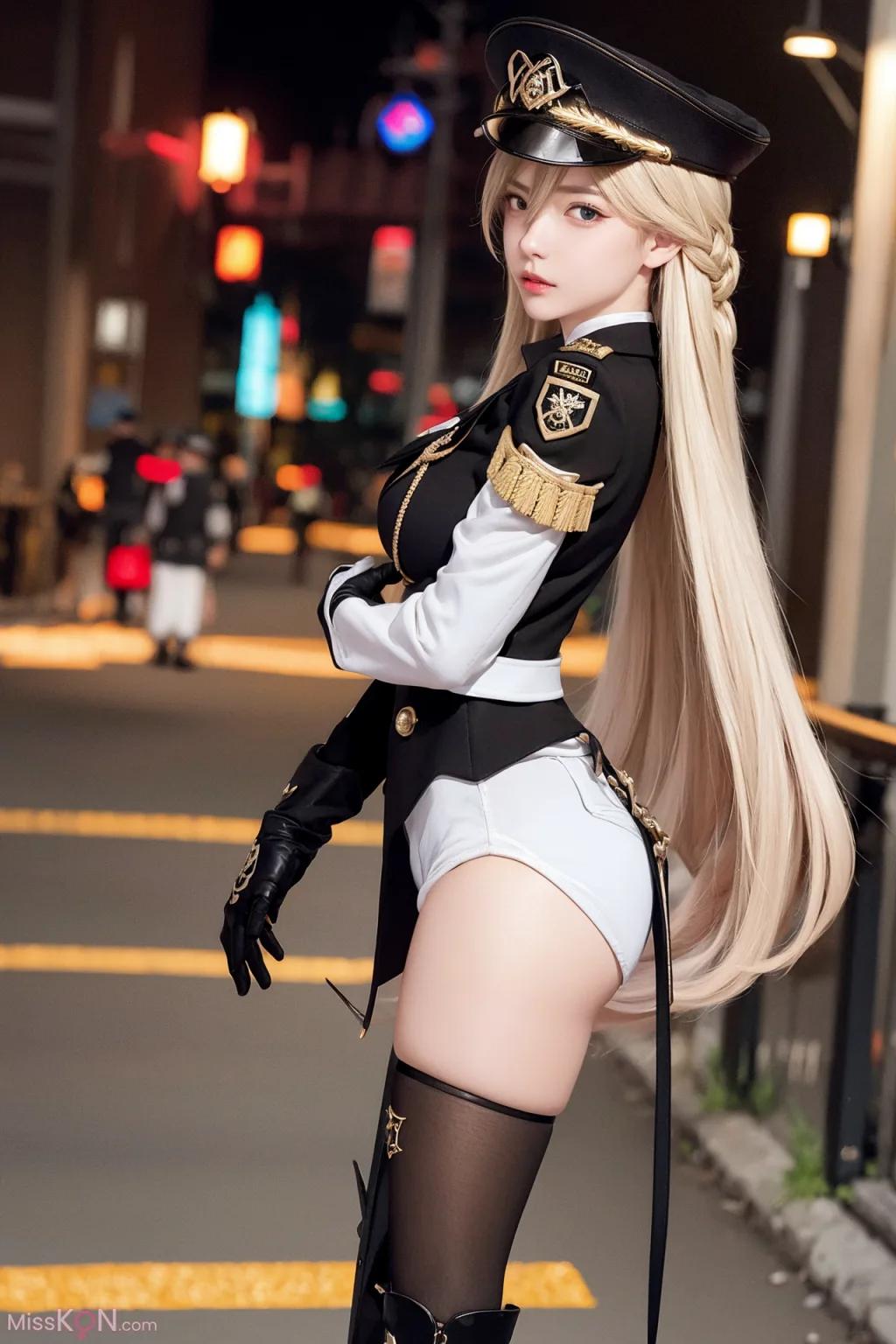 AI-Generated Photos of an AI Woman in Military Uniform (54 photos)