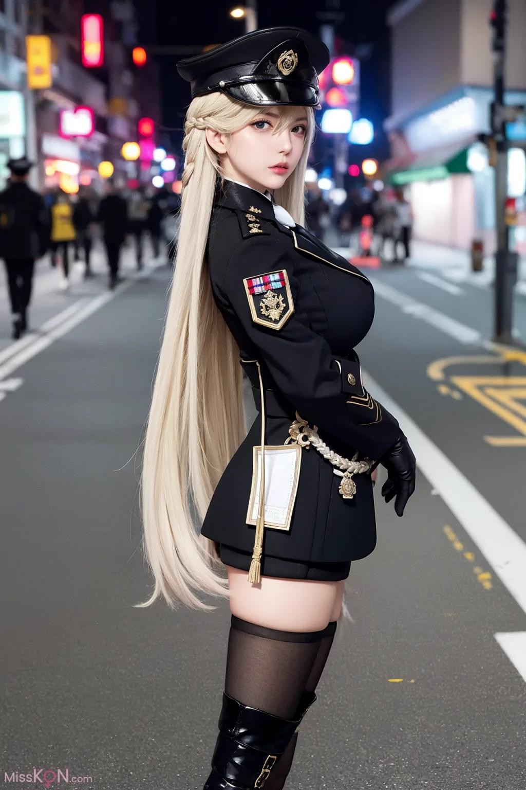 AI-Generated Photos of an AI Woman in Military Uniform (54 photos)