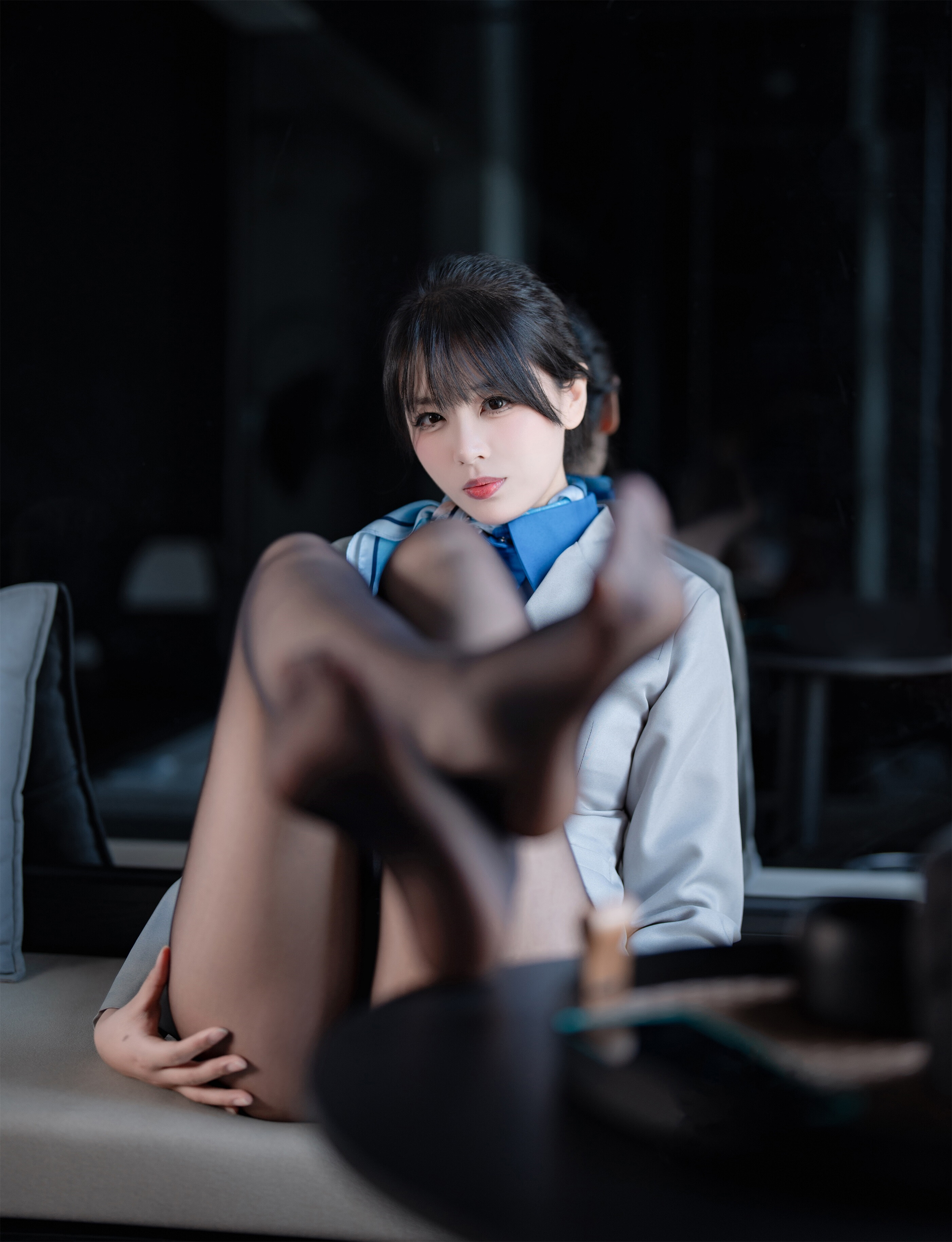轩萧學姐 - Cô tiếp viên hàng không trong phòng kín, mặc tất đen