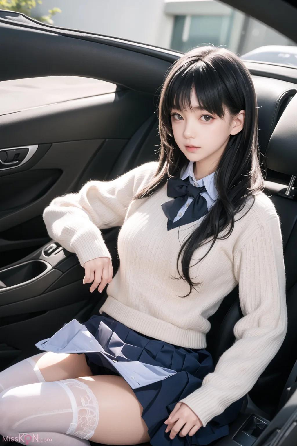 AI-Generated AI Beautiful Woman in Stockings Car Interior Uncensored Photo Album (160 photos)