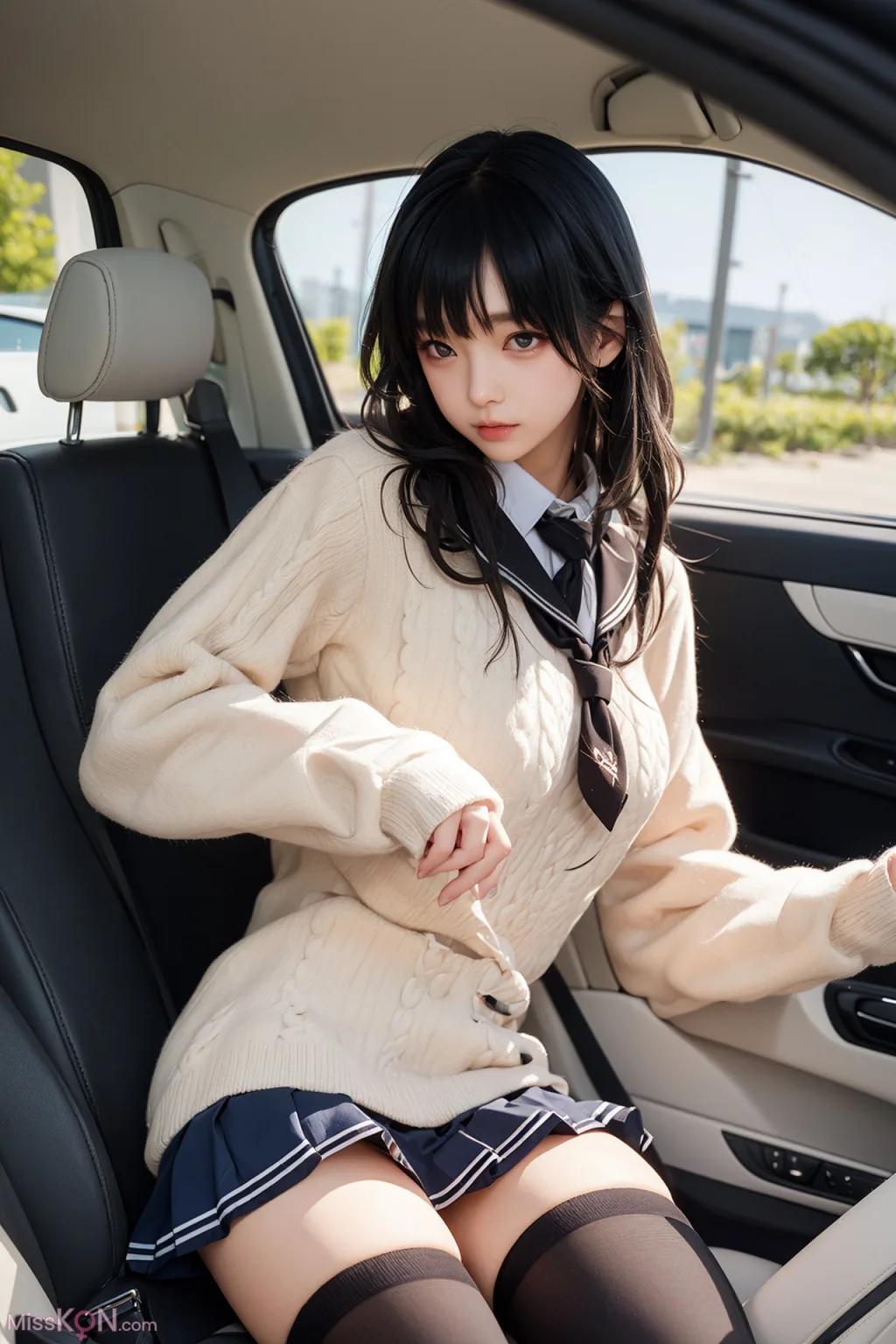 AI-Generated AI Beautiful Woman in Stockings Car Interior Uncensored Photo Album (160 photos)