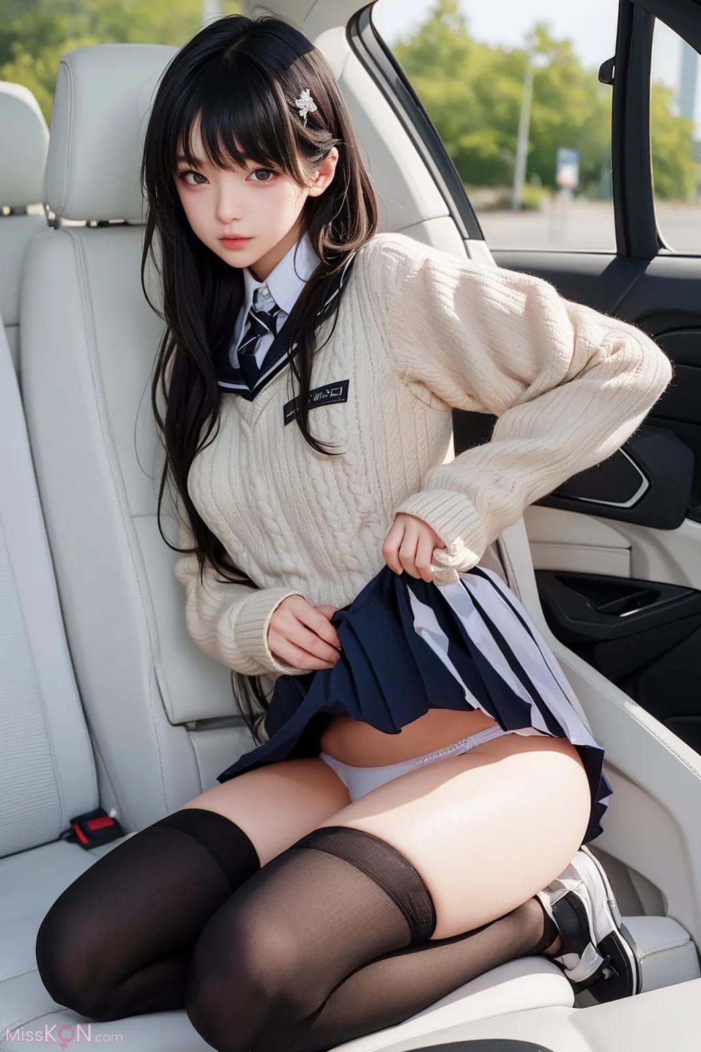 AI-Generated AI Beautiful Woman in Stockings Car Interior Uncensored Photo Album (160 photos)