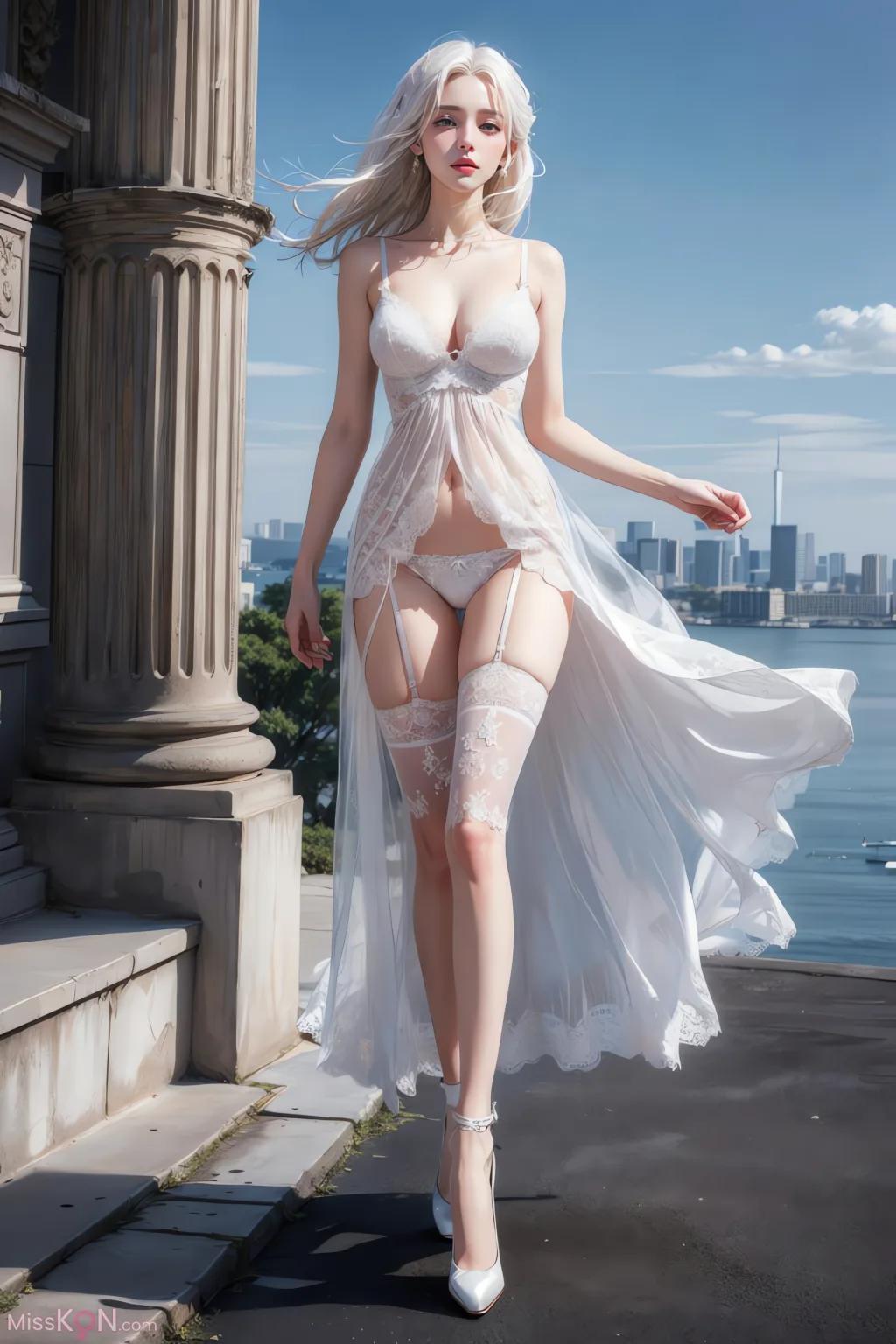 AI生成 白絲少女 (48枚の写真)