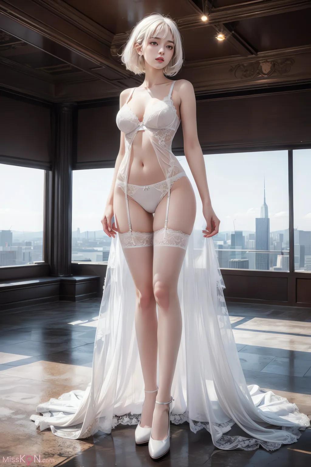 AI生成 白絲少女 (48枚の写真)
