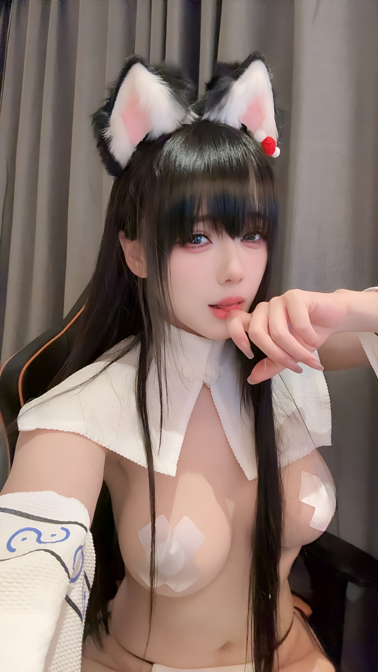 Jiu Yan 2025년 6월 Douyin 회원 란제리 검정 스타킹 43P1V