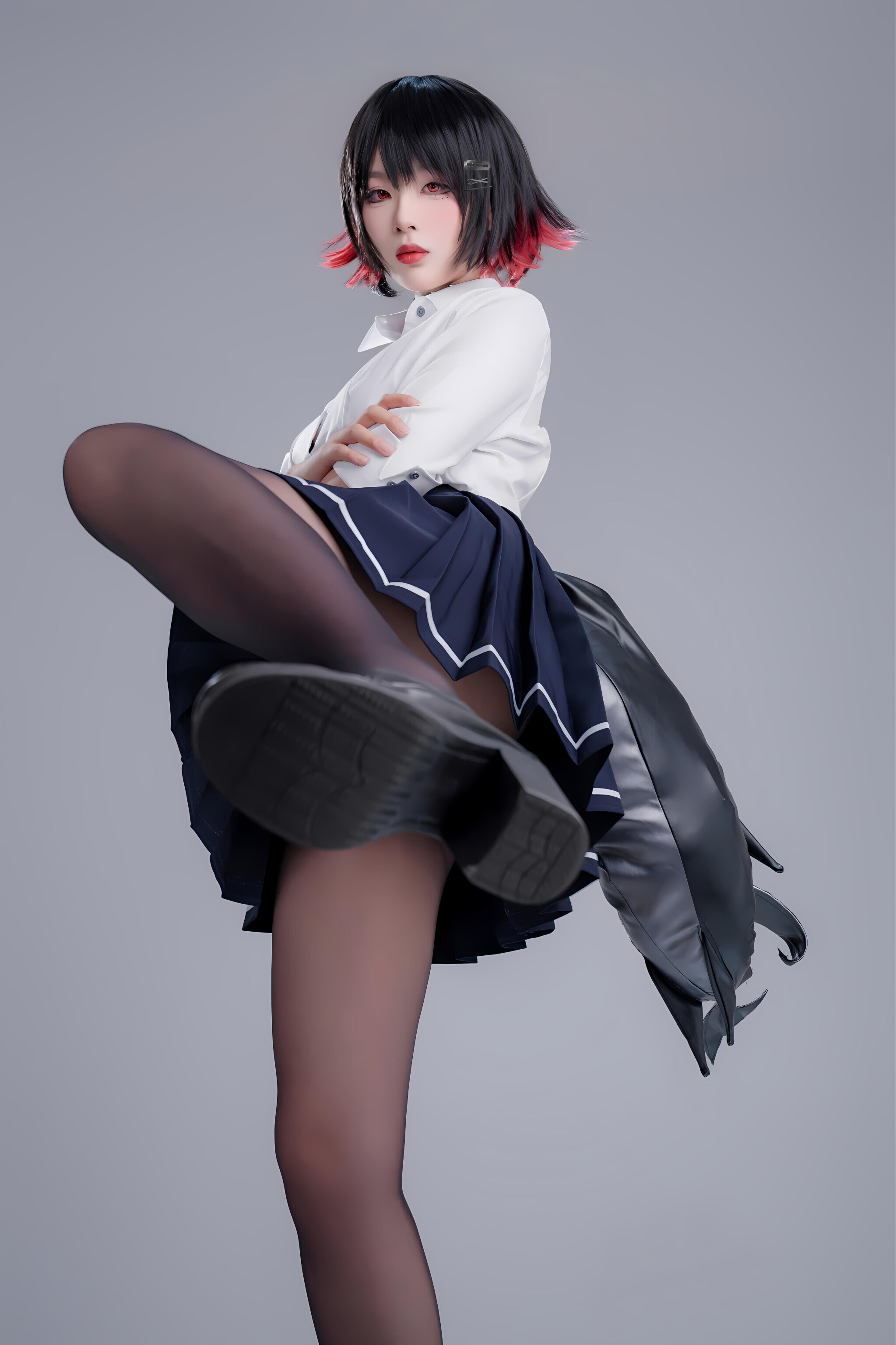 軒蕭学姐 - サメ娘 JK制服 100P1V