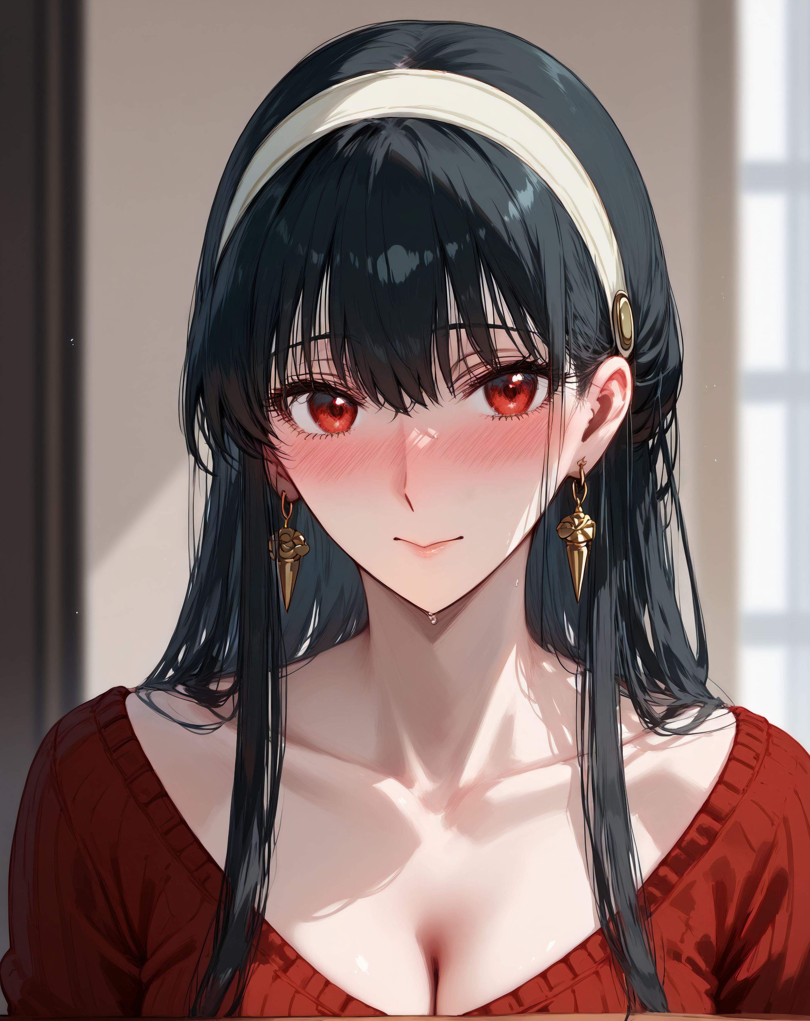 AI 生成 - 動漫女孩 Yor Forger 紅裙黑絲蕾絲吊帶襪 致命誘惑臥室系列 185P