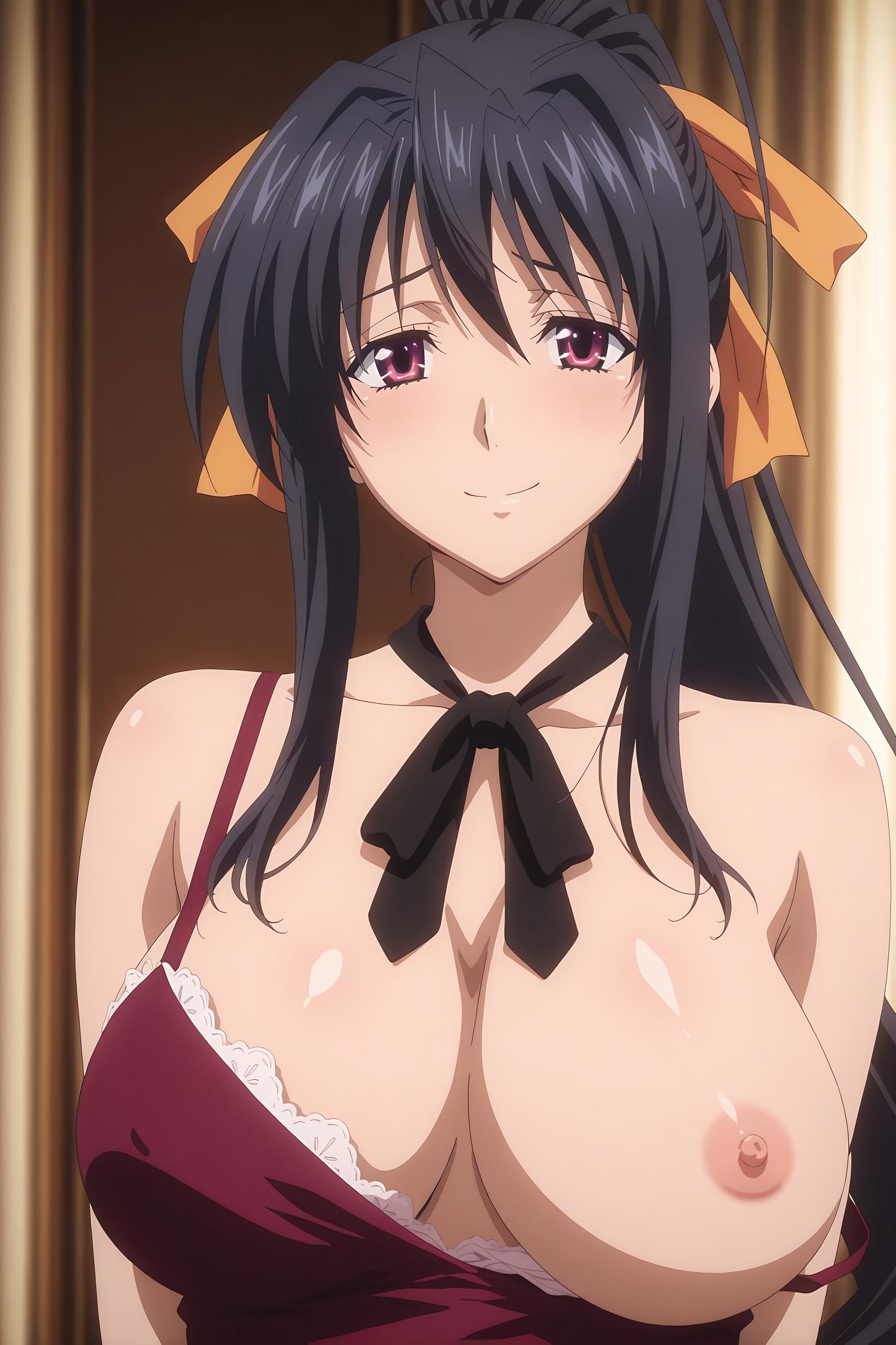 Cô Gái Anime Tạo Bởi AI - [2D] 姬岛朱乃 Himejima Akeno 黑发巫女装开档黑丝 紫电S调教 巨乳肉感无修正 32P