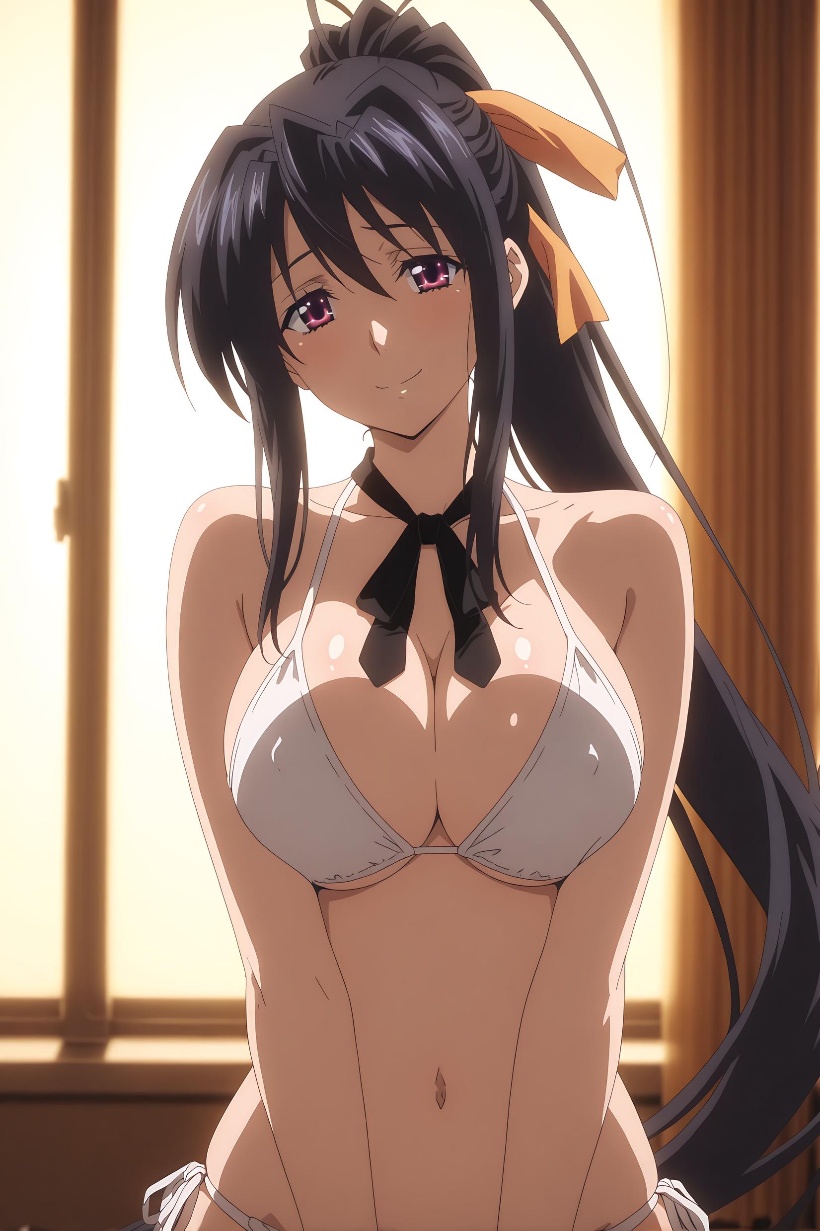 Cô Gái Anime Tạo Bởi AI - [2D] 姬岛朱乃 Himejima Akeno 黑发巫女装开档黑丝 紫电S调教 巨乳肉感无修正 32P