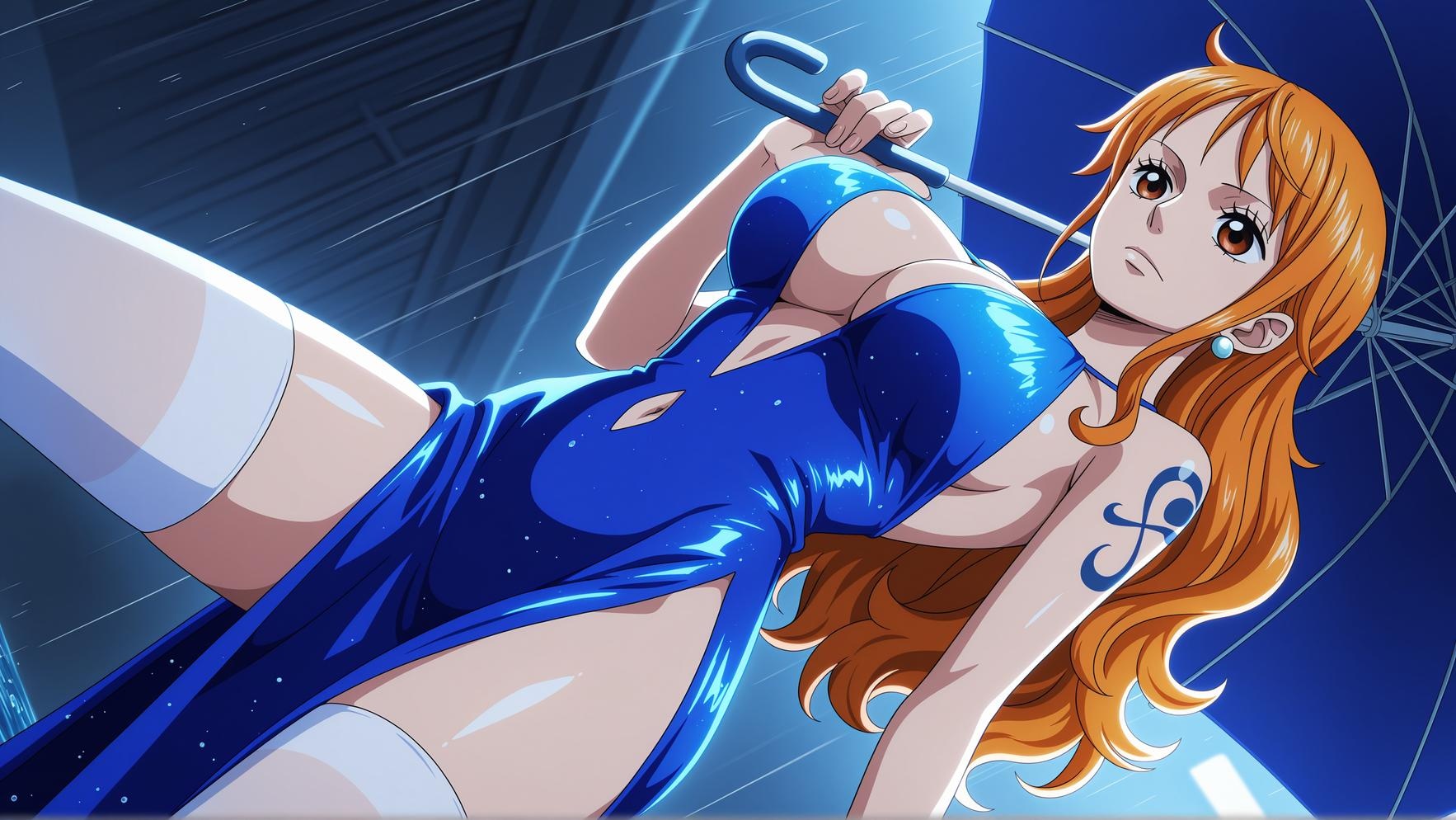 'Anime Girl Tạo Bởi AI - 娜美 Nami 橙发 BikiNi Khổng Lồ Đỏ Đen Mặc Quần Lót 92P'