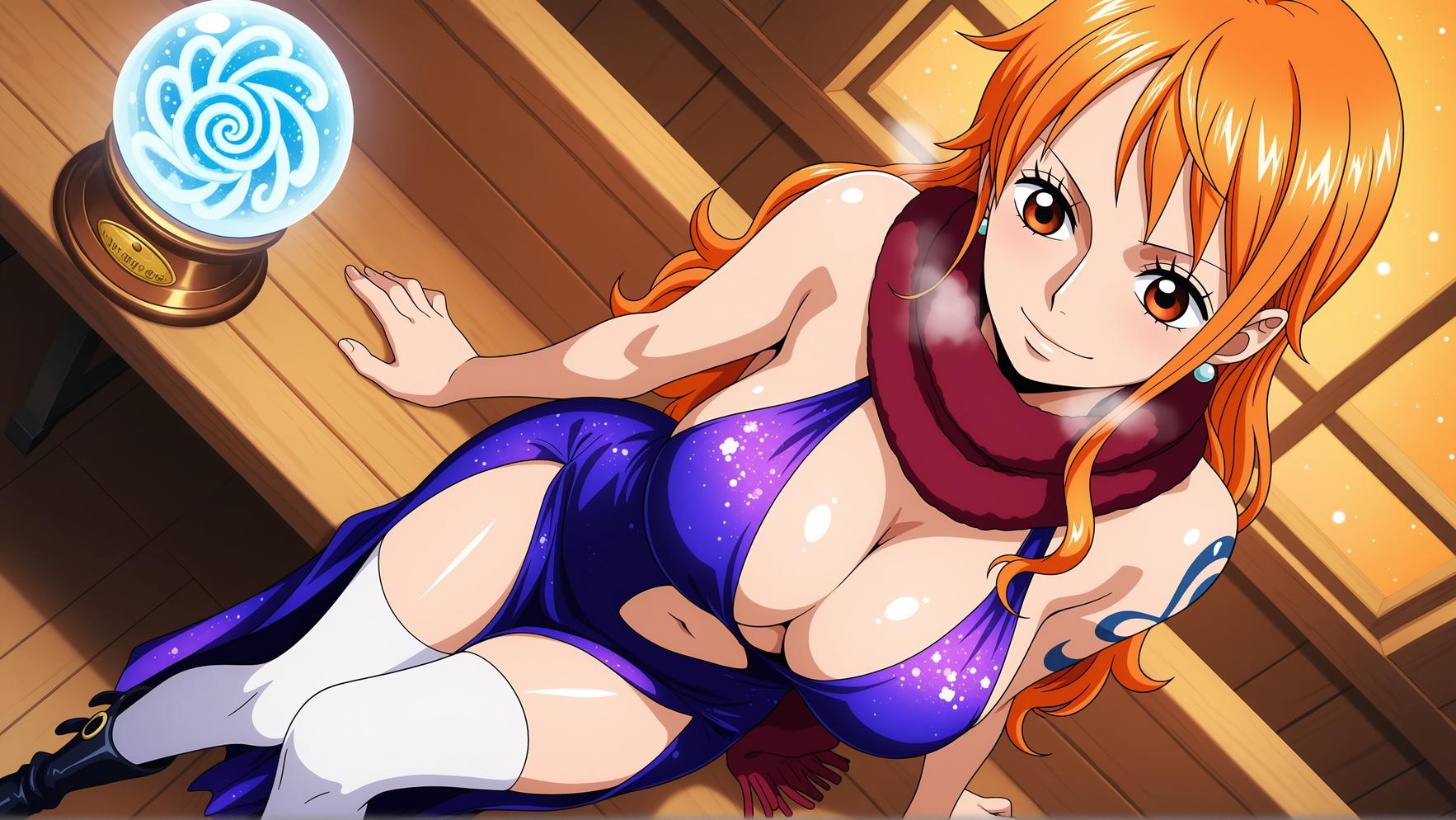 'Anime Girl Tạo Bởi AI - 娜美 Nami 橙发 BikiNi Khổng Lồ Đỏ Đen Mặc Quần Lót 92P'