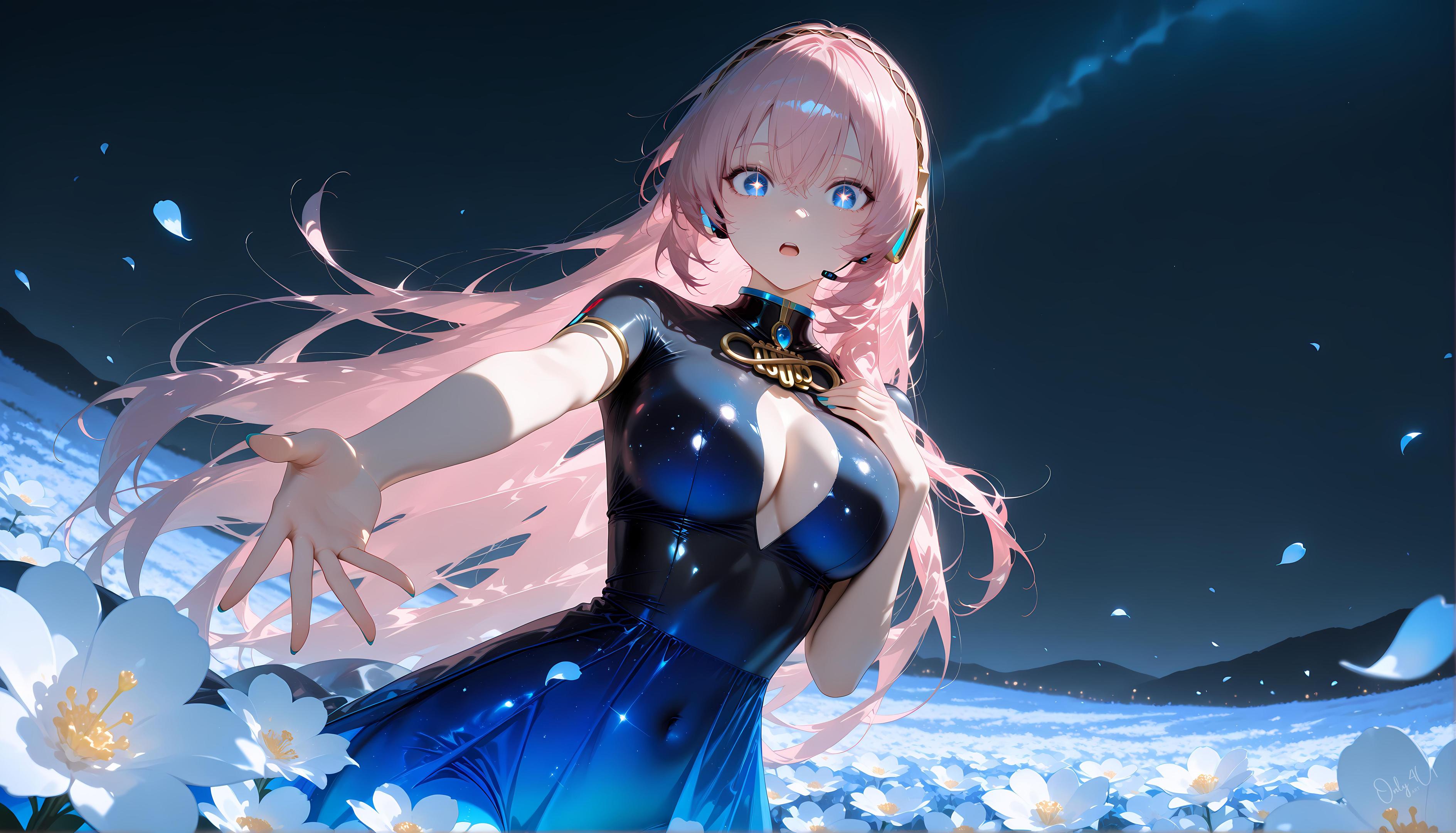 AI 生成的動漫女孩 - 巡音流歌 Megurine Luka 粉髮歌姬皮衣開檔黑絲 觸手調教肉感無修正 62P