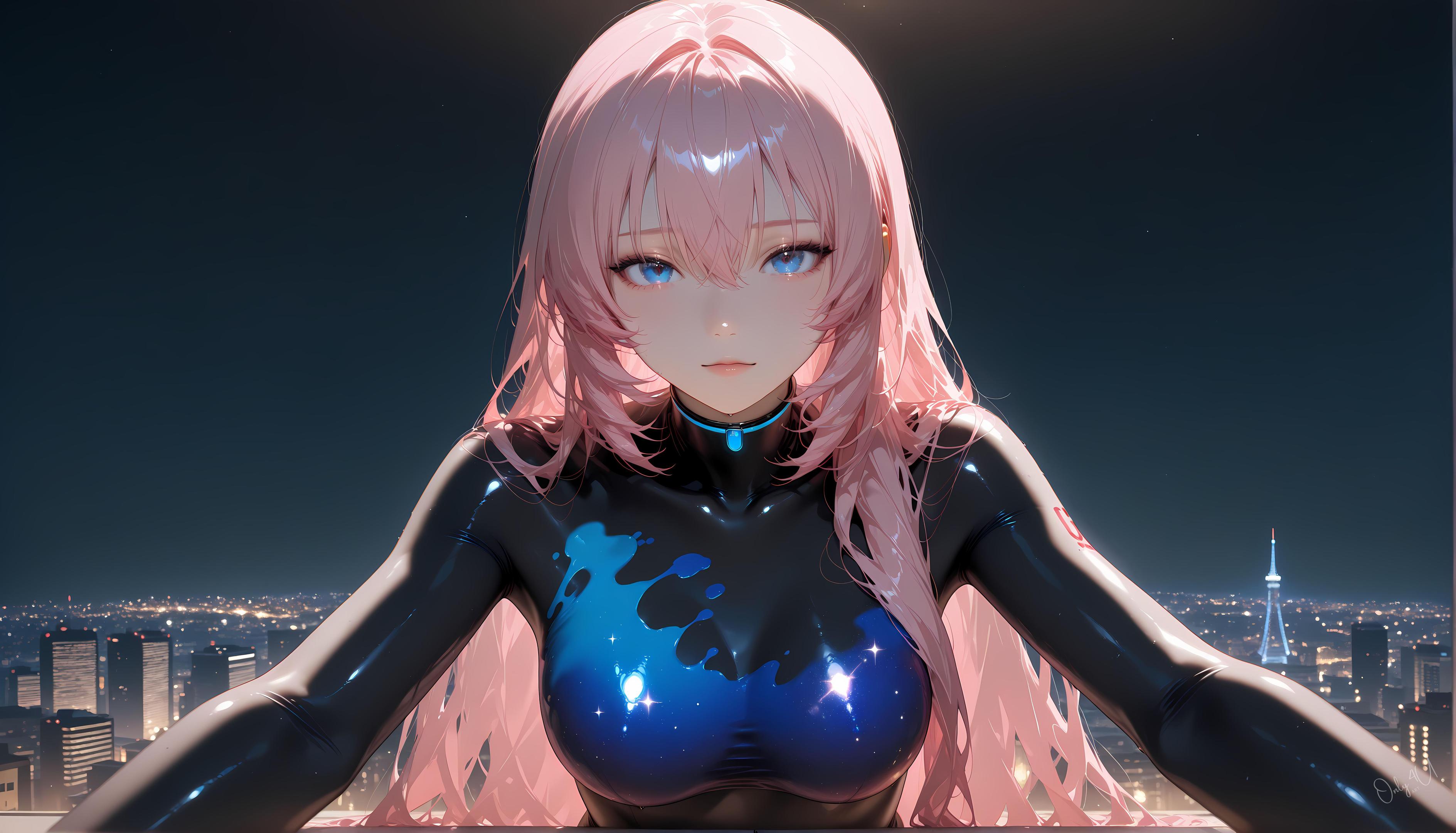 「AI生成アニメ少女 - 巡音ルカ 粉髪歌姫の皮衣と黒ストッキング 触手調教肉感無修正 62P」