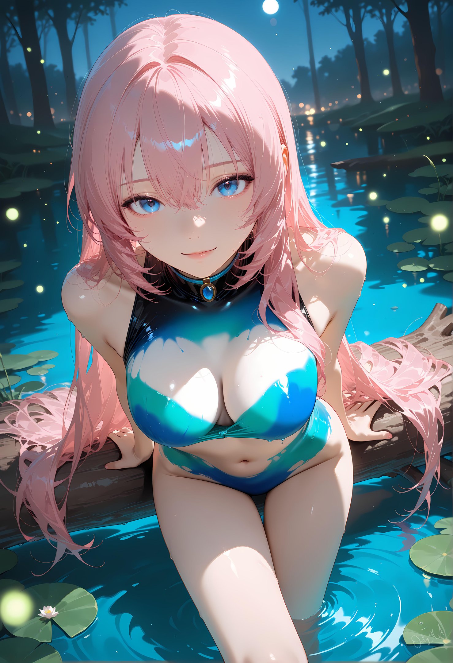 「AI生成アニメ少女 - 巡音ルカ 粉髪歌姫の皮衣と黒ストッキング 触手調教肉感無修正 62P」